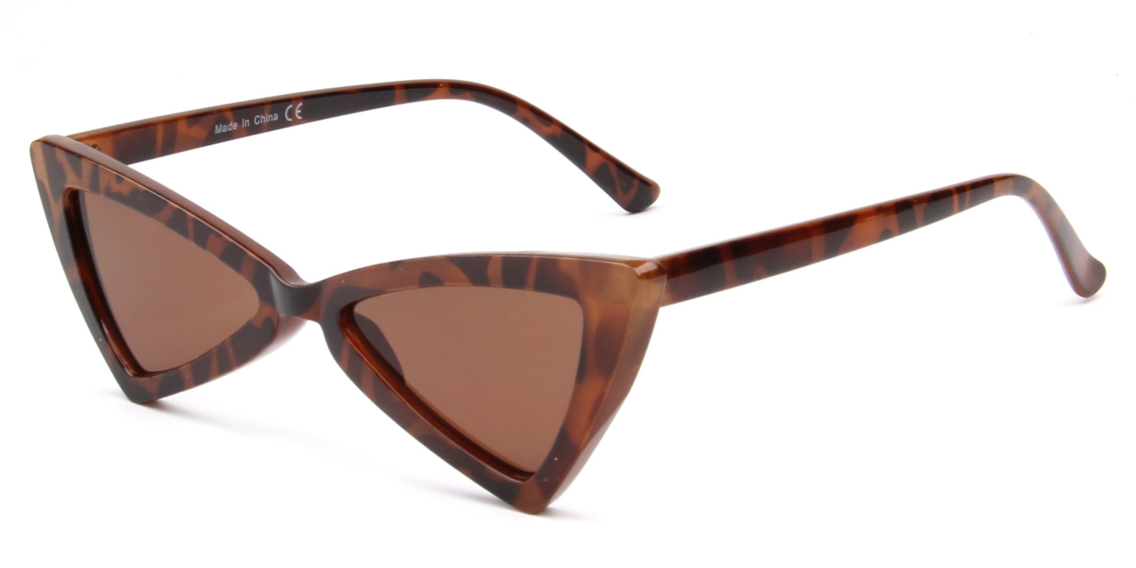 S1053 - Women High Pointed Cat Eye SUNGLASSES Tortoise / Brown