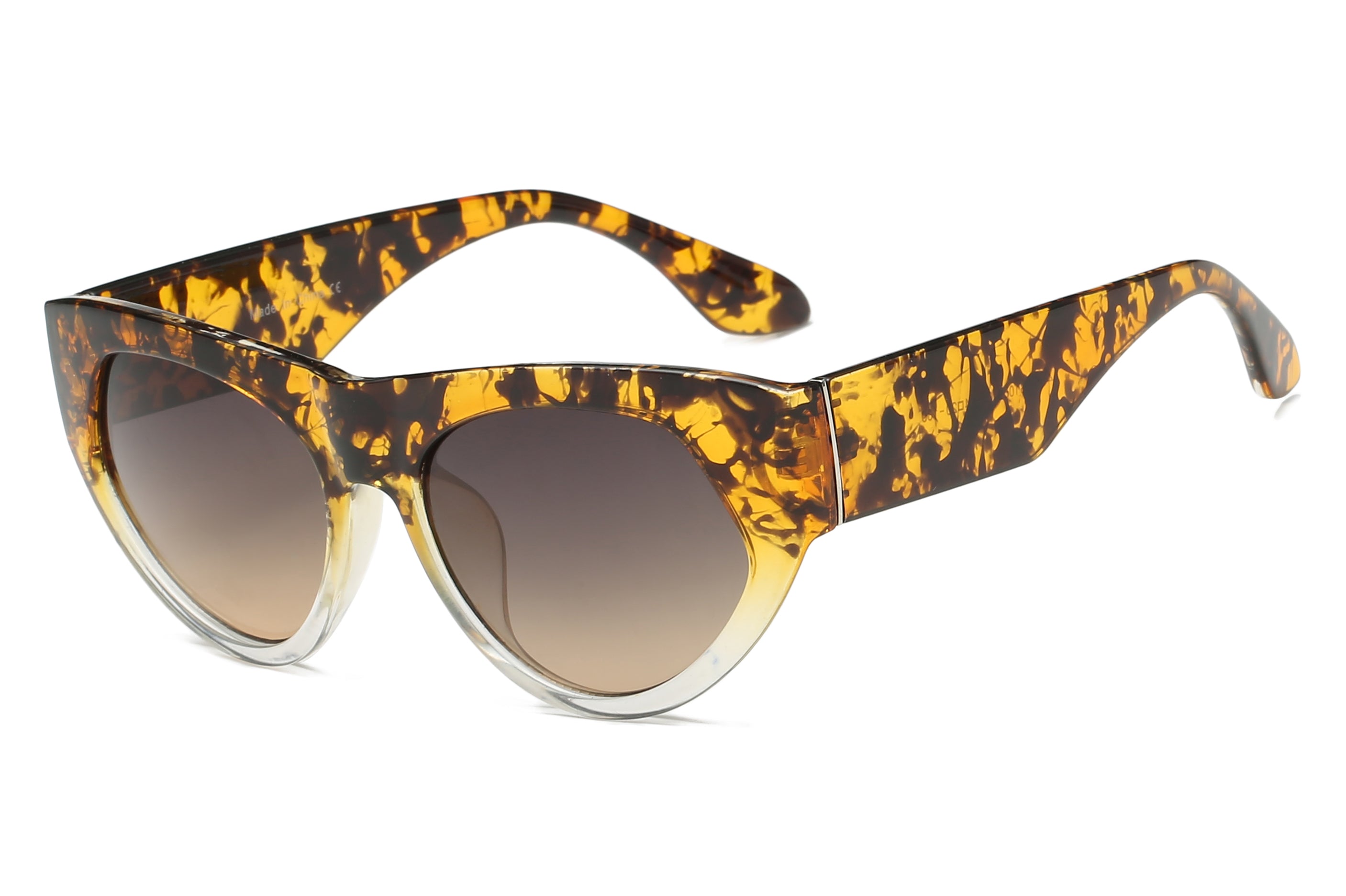 S1059 - Retro Round Thick Frame Cat Eye Fashion SUNGLASSES Tortoise