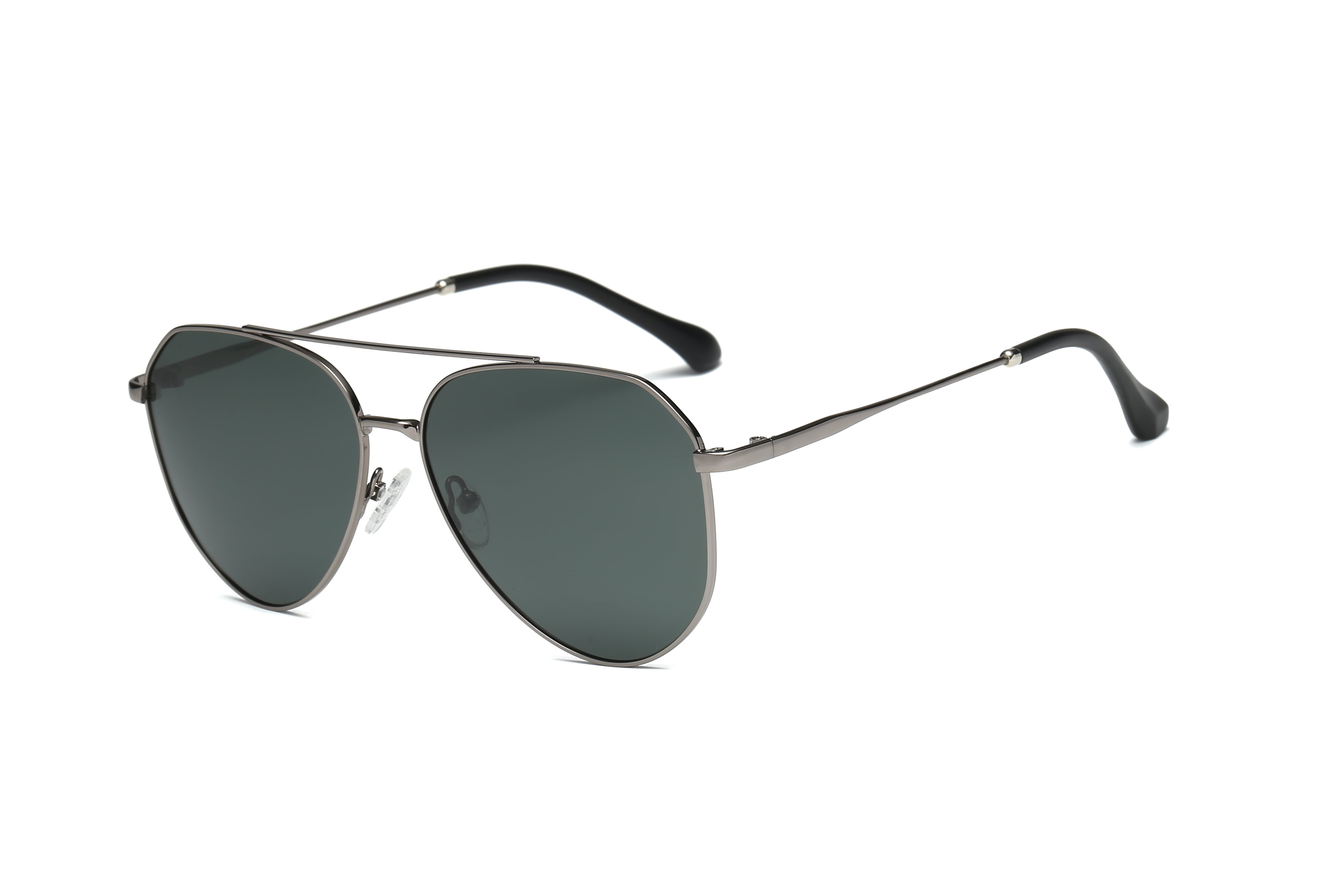 P4007 - Men Polarized Classic Aviator Sunglasses Olive/Silver