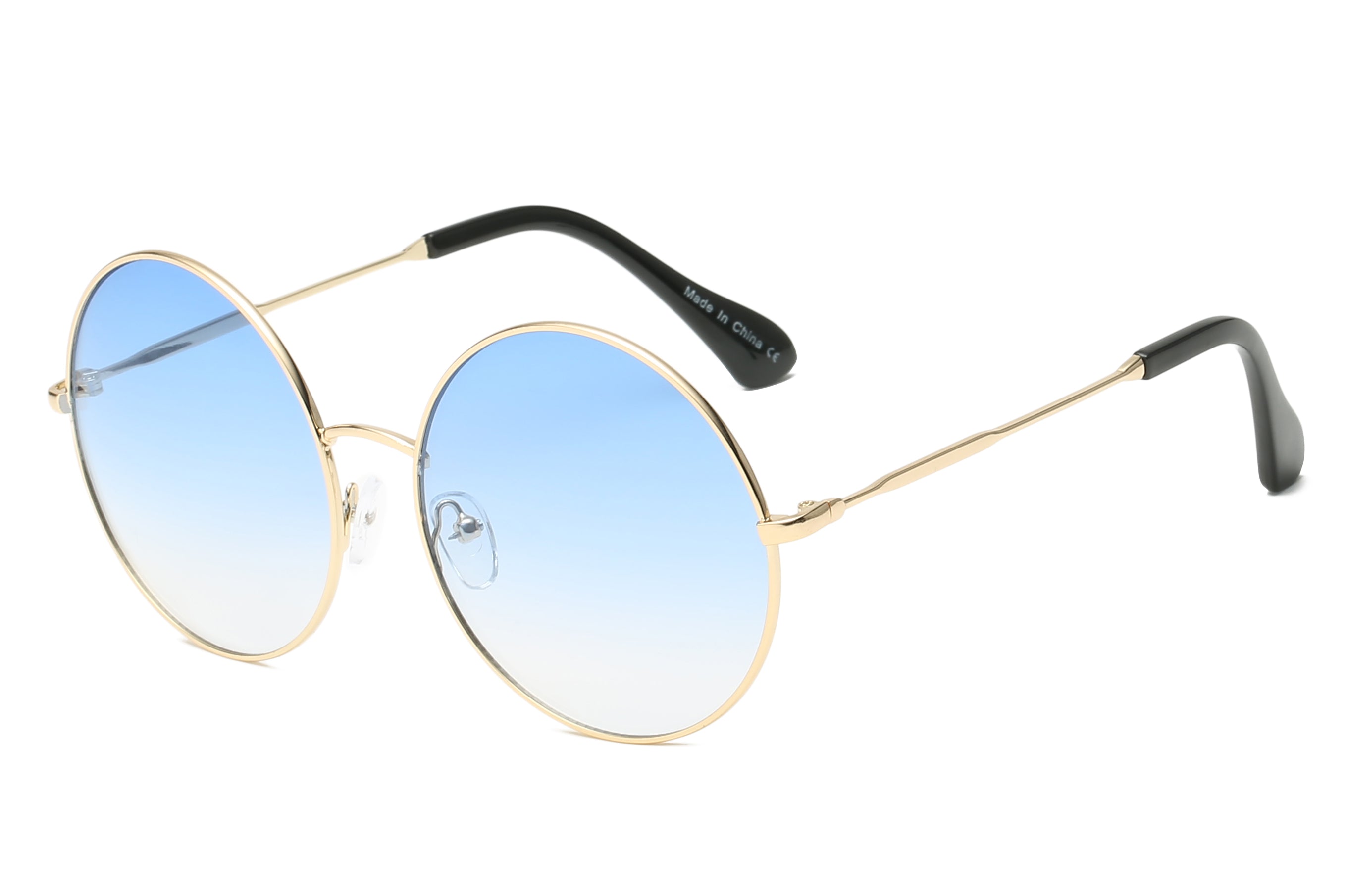 S1067 - Women Metal Round Sunglasses Blue