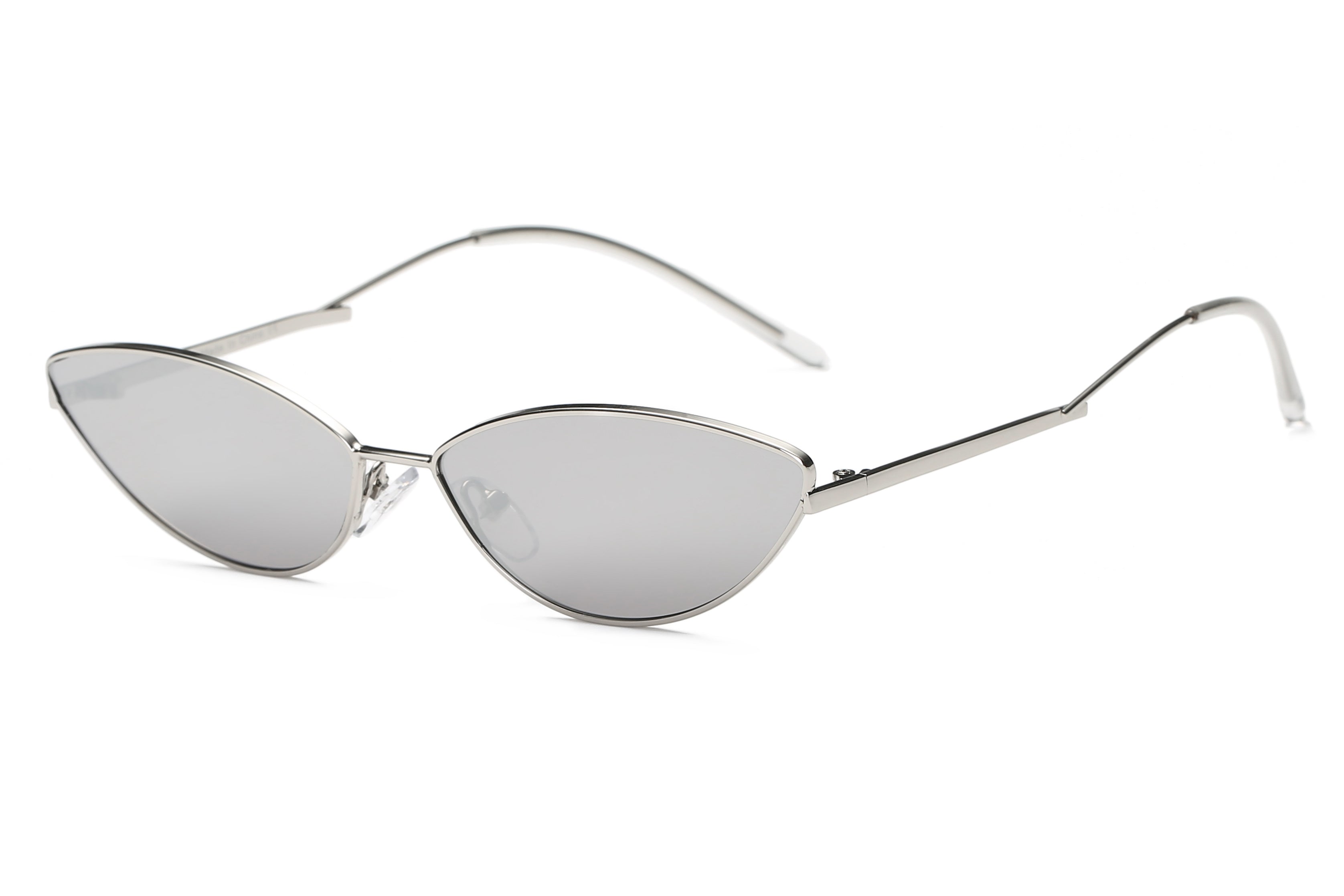 S3012 - Small True Retro VINTAGE Slim Metal Sunglasses Silver