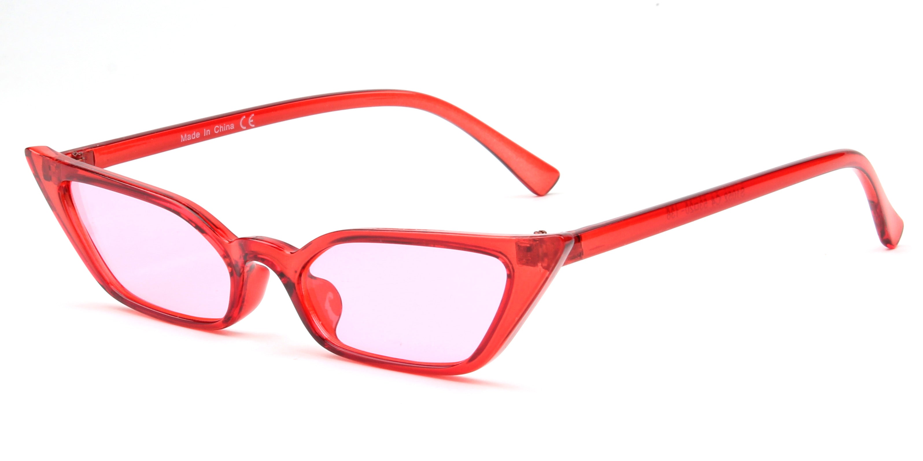 S1052 - Women Retro Vintage Slim Cat Eye Sunglasses Red/Pink