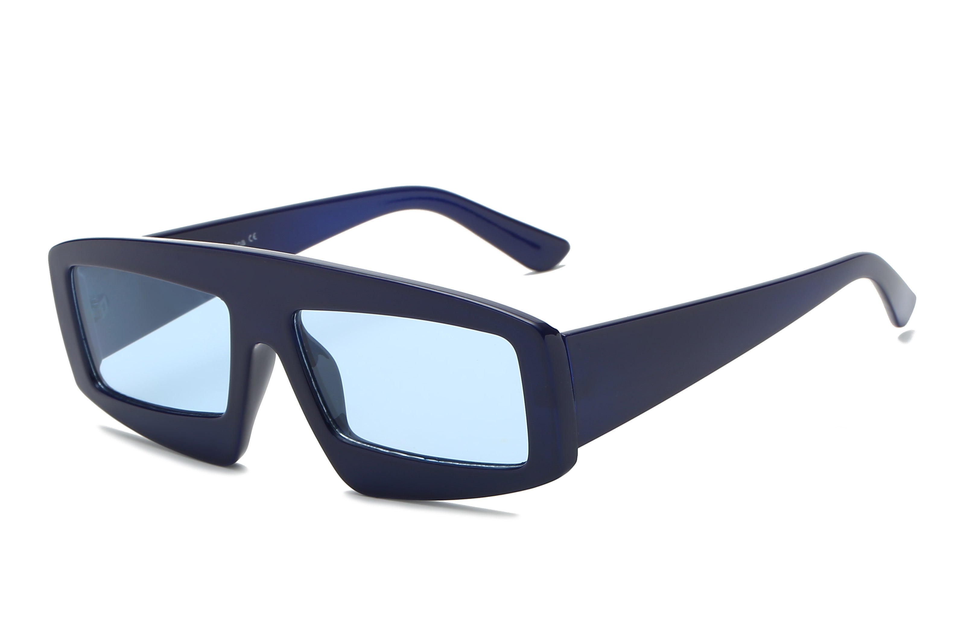 S1077 - Women Bold Retro Vintage Rectangular Sunglasses Blue