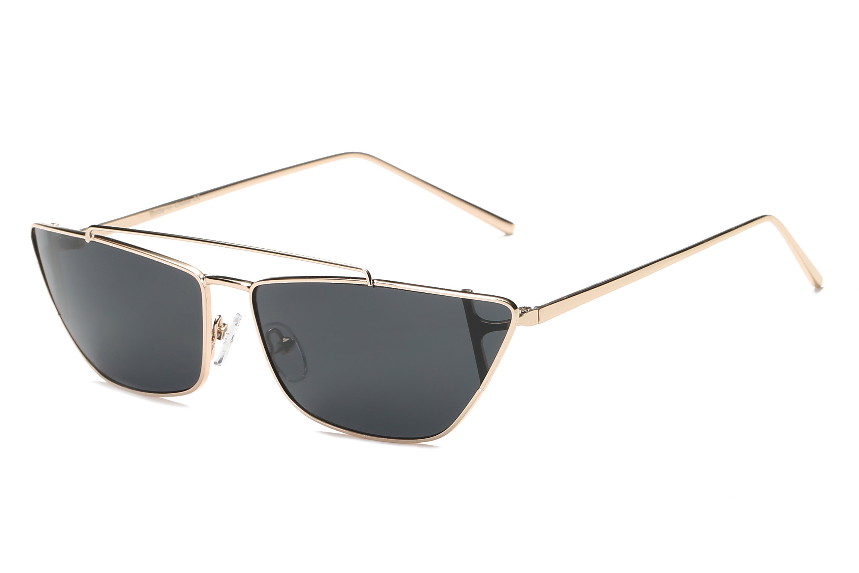 S3008 - Women Metal Retro Flat Lens Rectangular Sunglasses Gold/Smoke