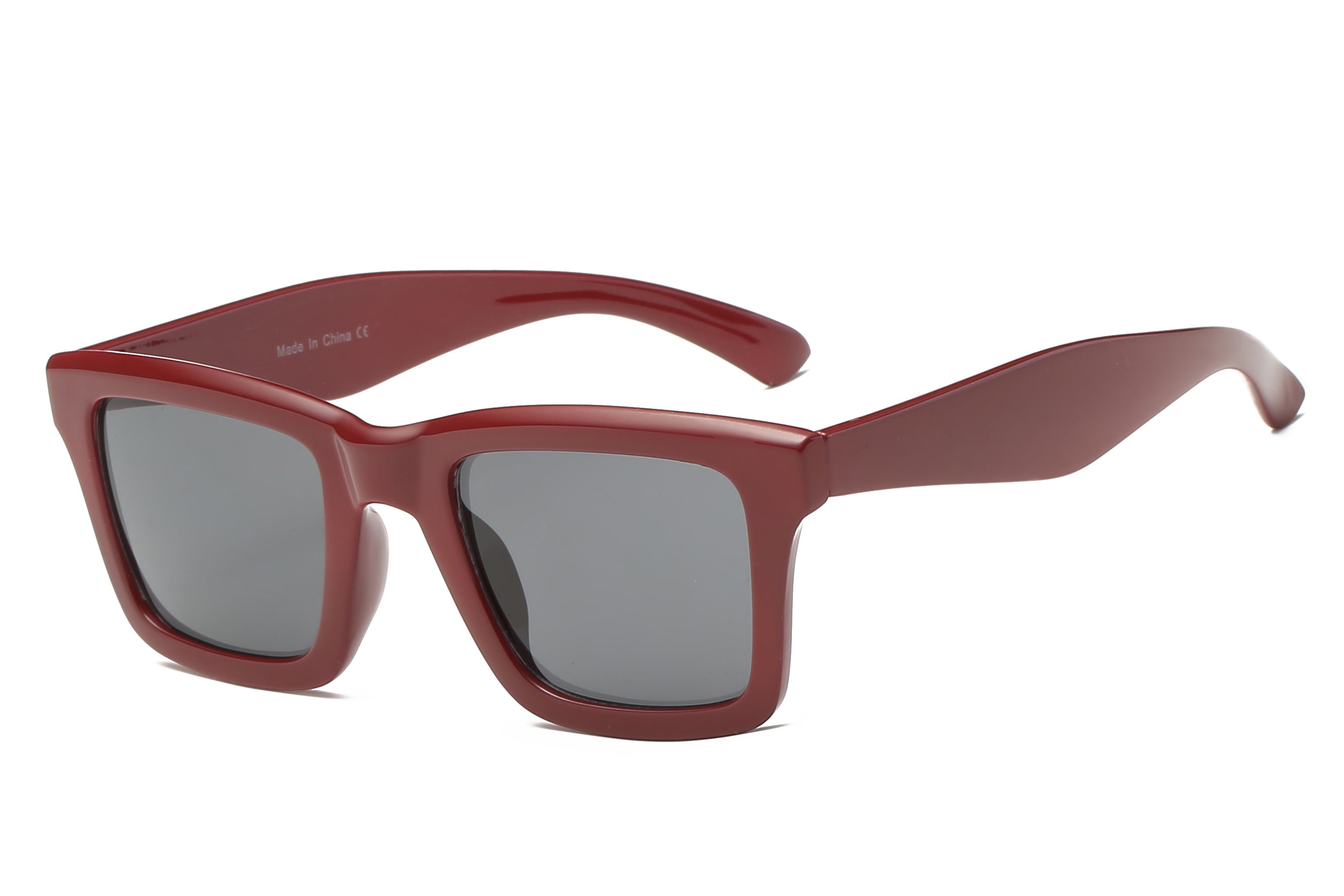 S1058 - Classic Square Retro VINTAGE Sunglasses Maroon