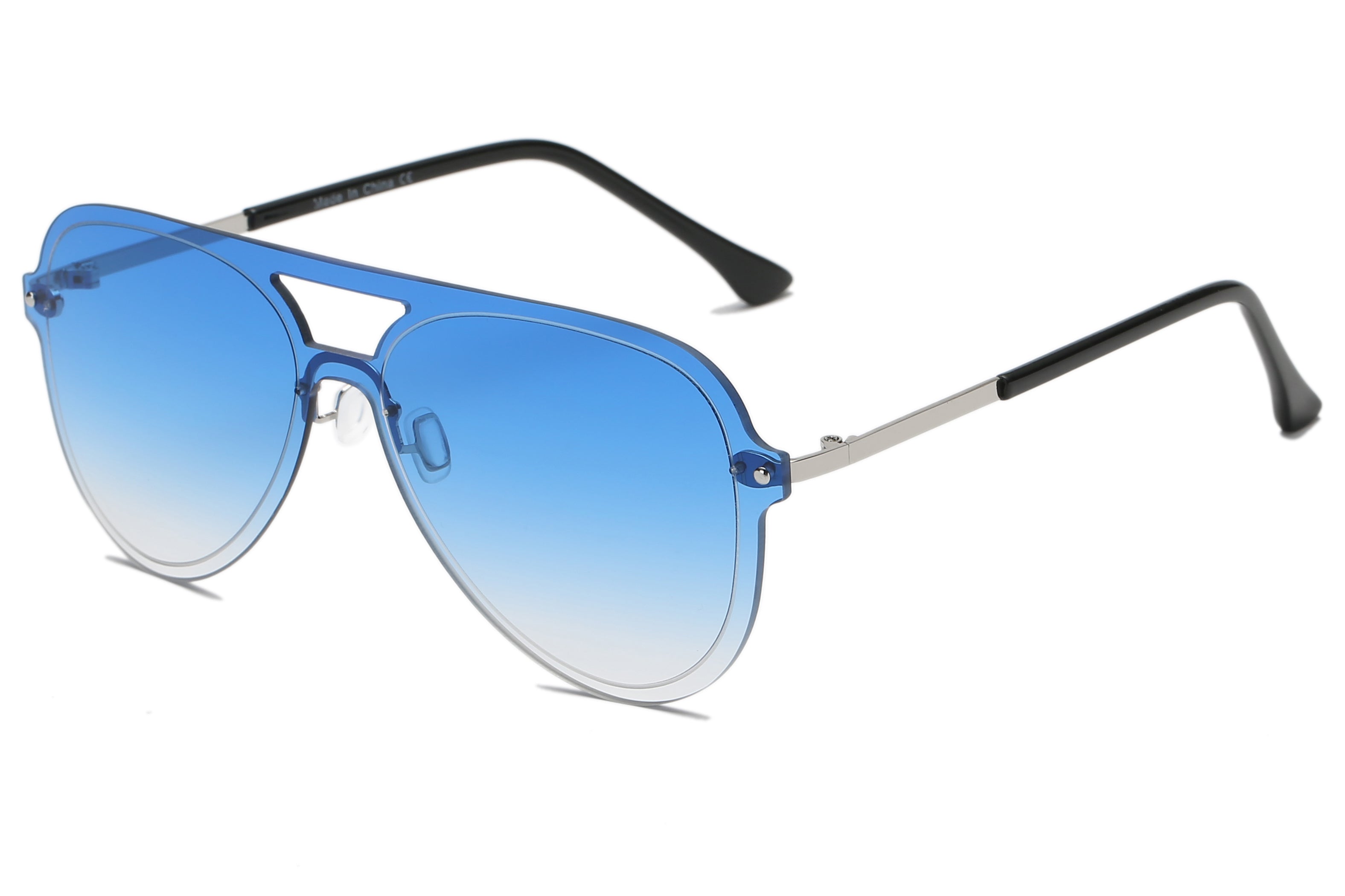 S2065 - Retro Rimless FASHION Tinted Aviator SUNGLASSES Blue