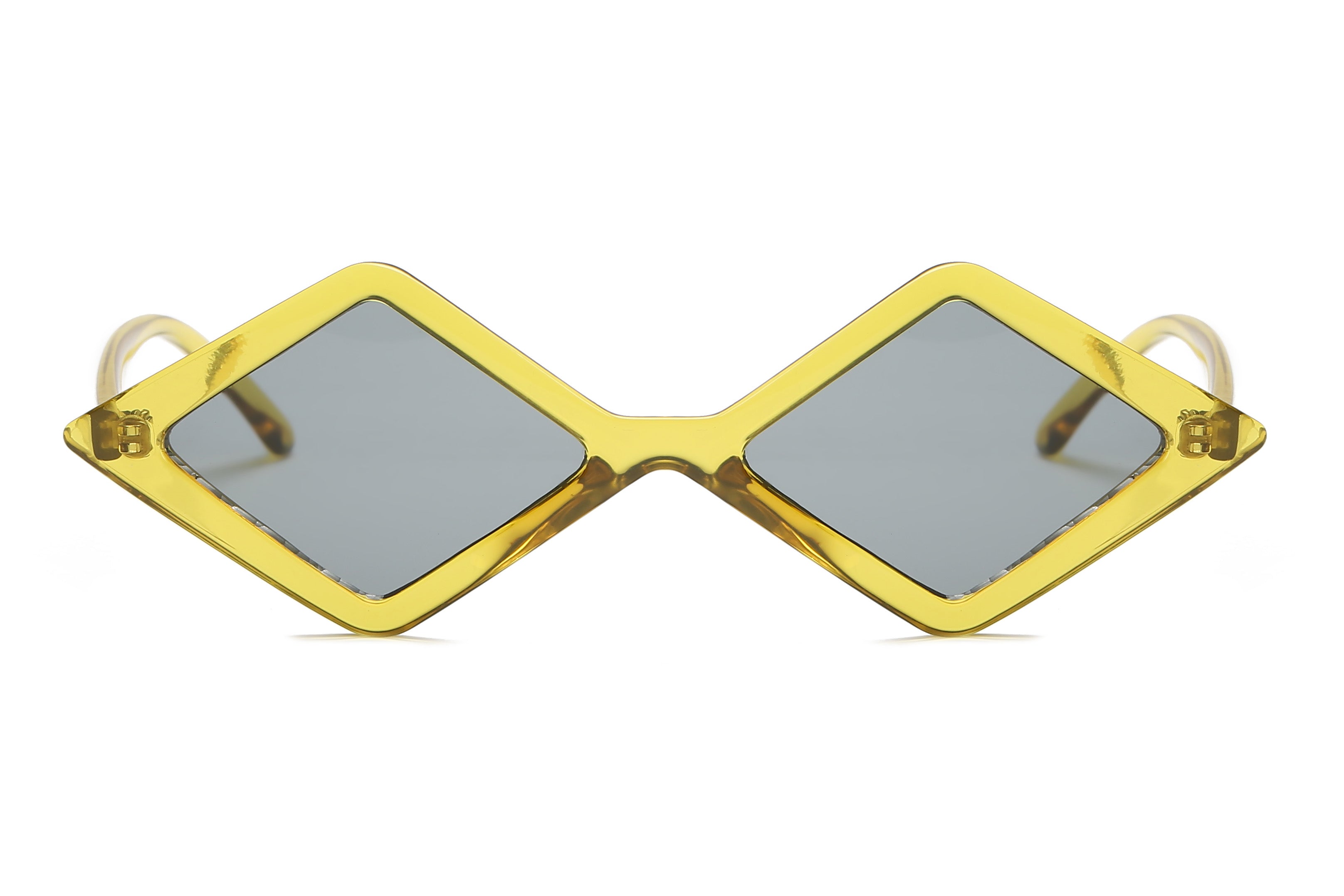 S1084 - Women Modern Fashion Geometric DIAMOND Shape Sunglasses Yellow