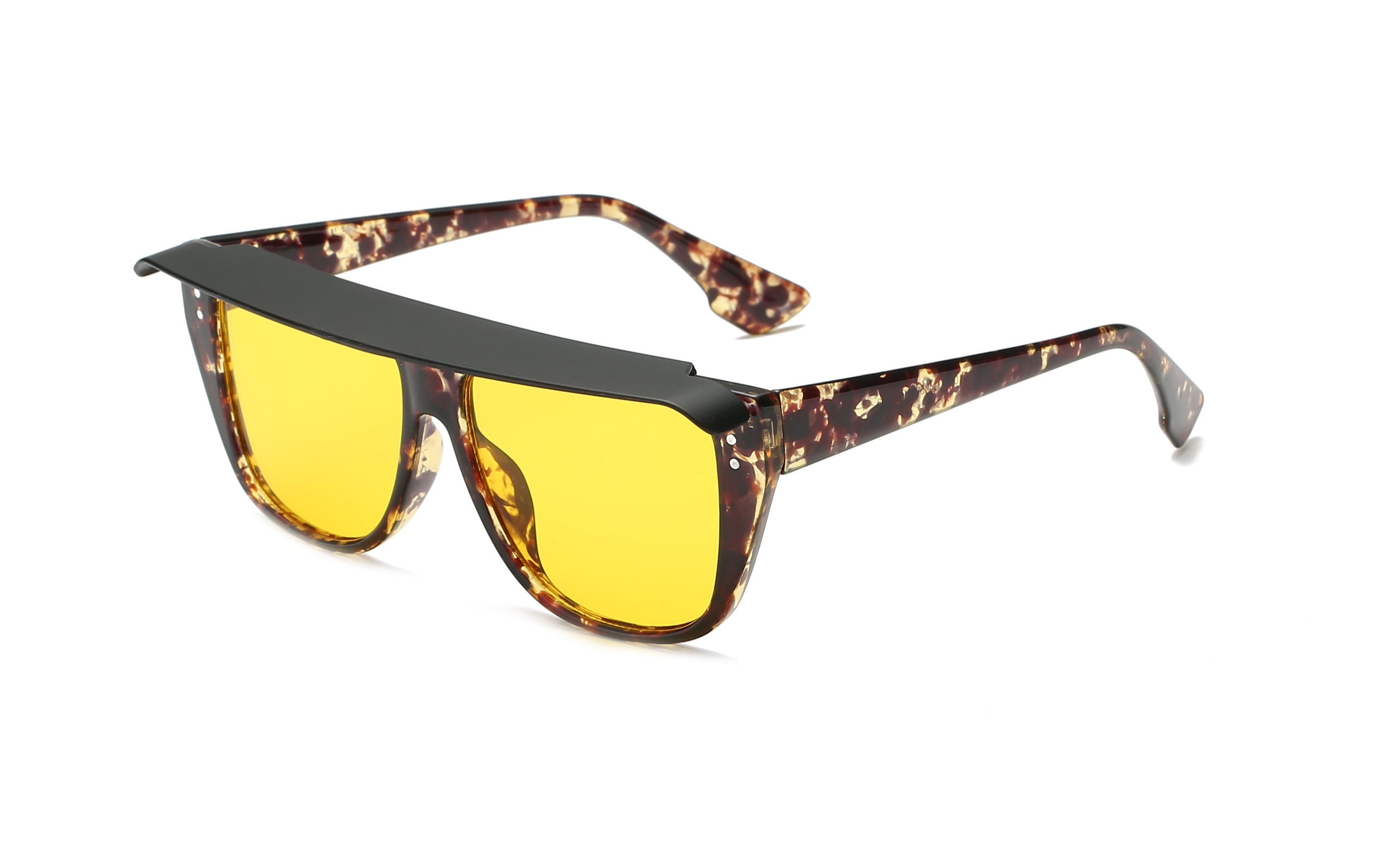 S1097 - Retro Vintage Shield Square FASHION SUNGLASSES Yellow