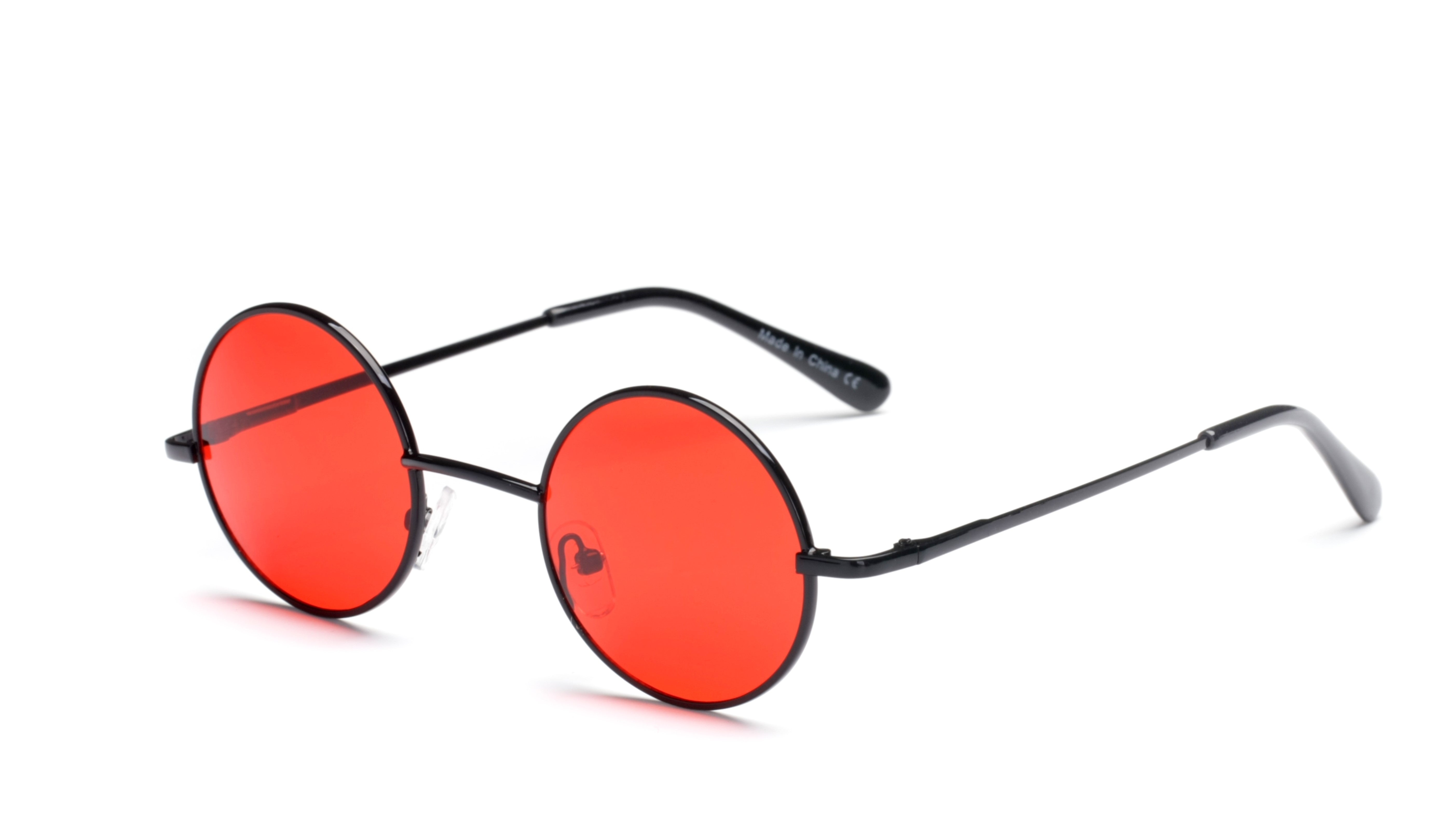 S1114 - Unisex Round Fashion Sunglasses Black/Red