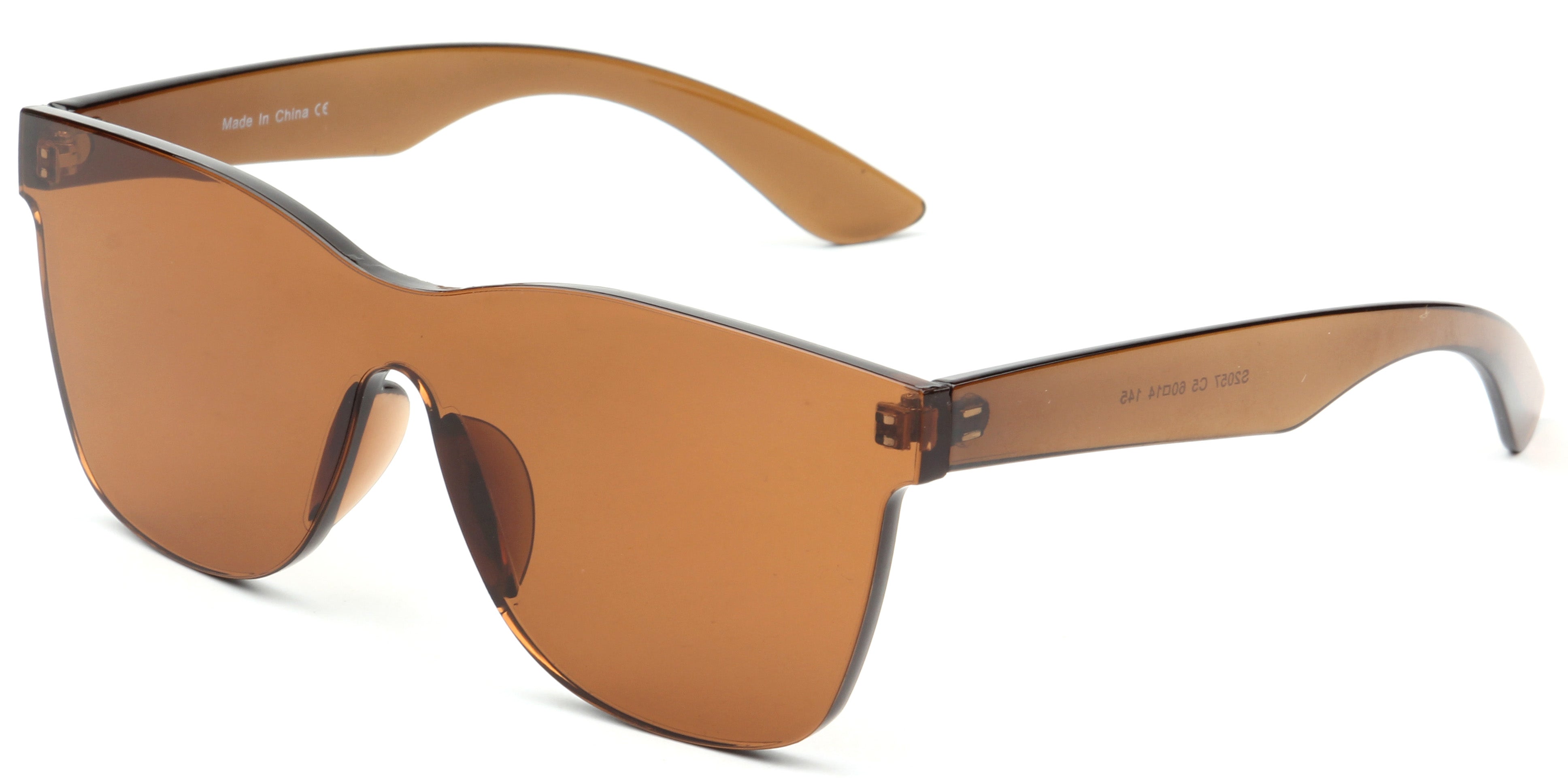 S2057 - Retro Flat Lens Square Tinted SUNGLASSES Brown