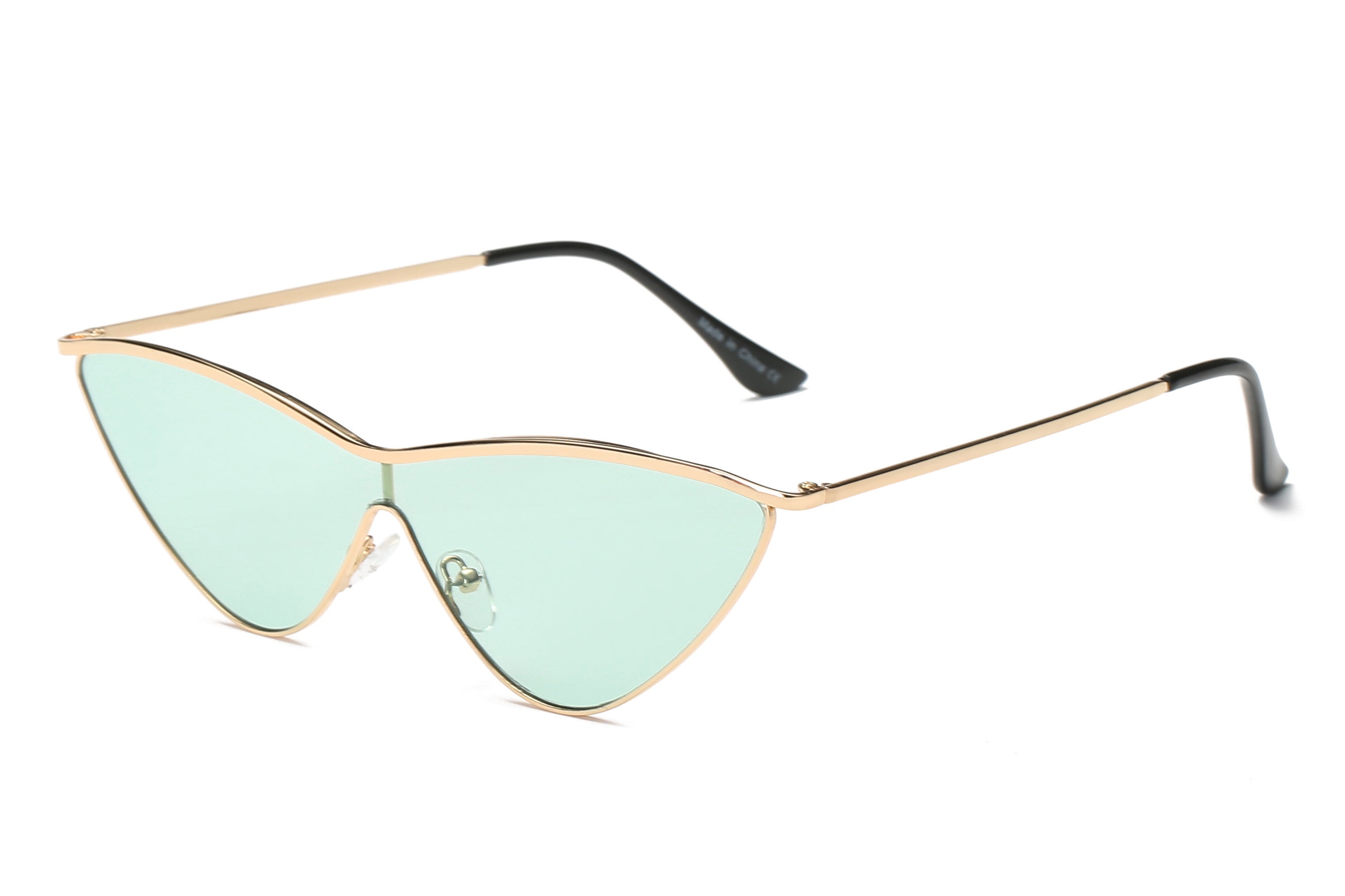 S2067 - Women Metal Cat Eye Sunglasses Light Green