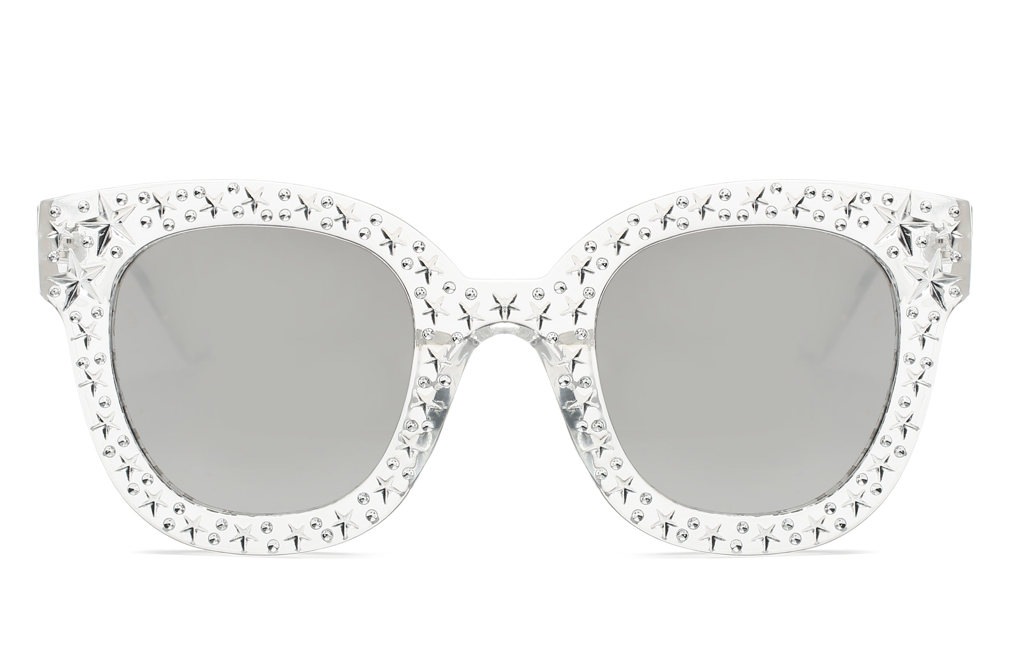 S1087 - Women Fashion Oversize Round Sunglasses Clear/Smoke
