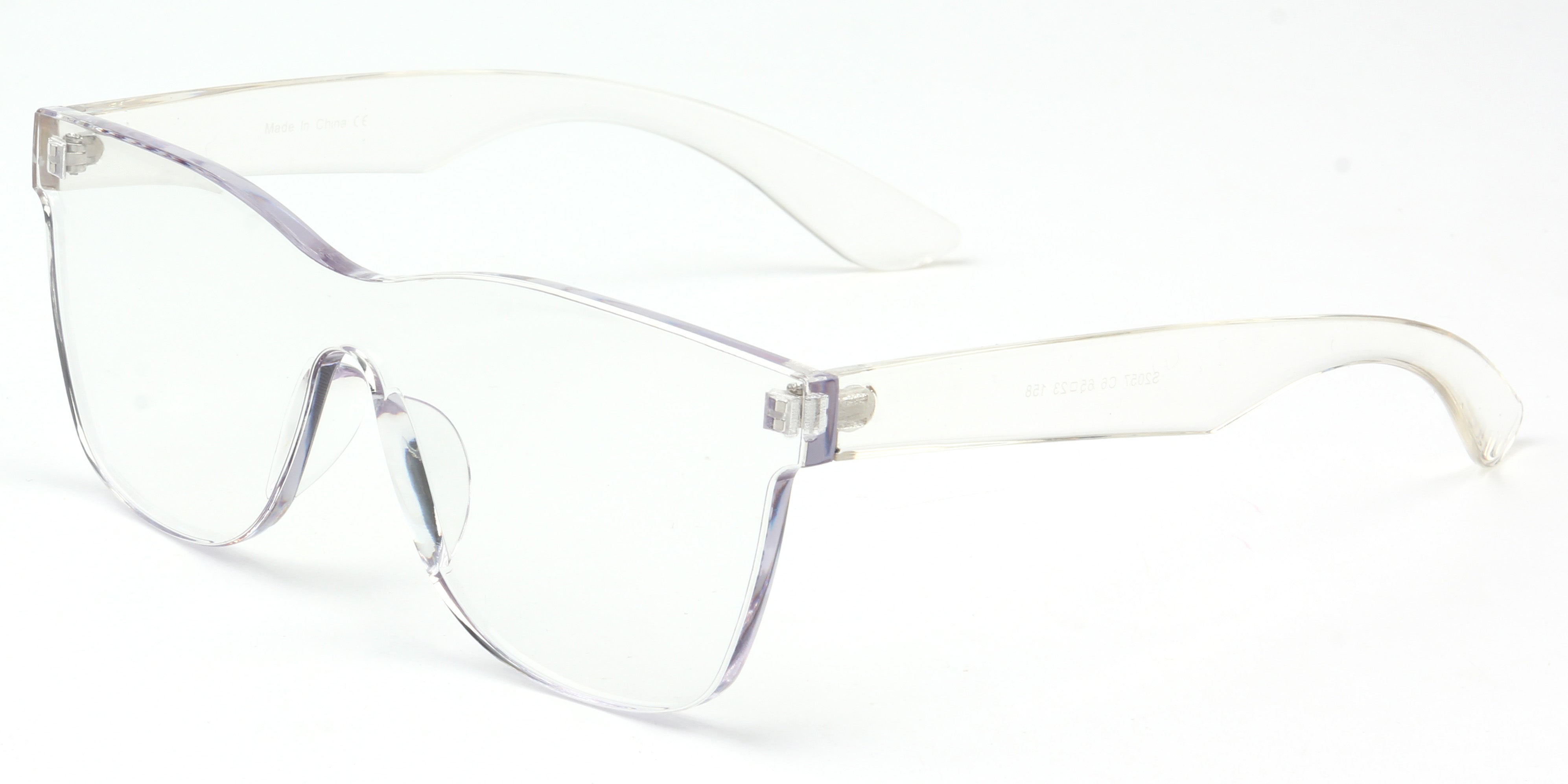 S2057 - Retro Flat Lens Square Tinted SUNGLASSES Clear