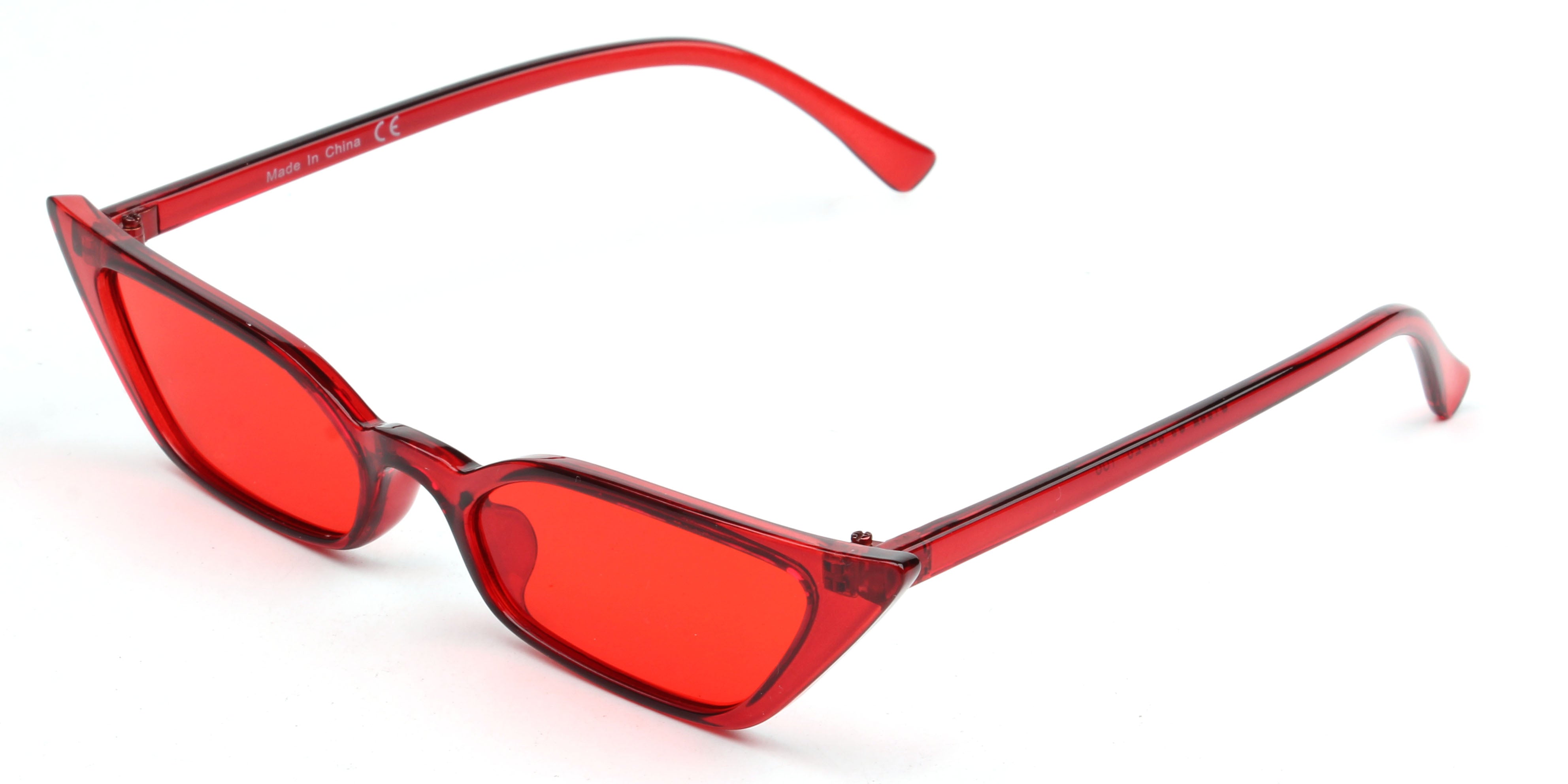 S1052 - Women Retro Vintage Slim Cat Eye Sunglasses Red/Red