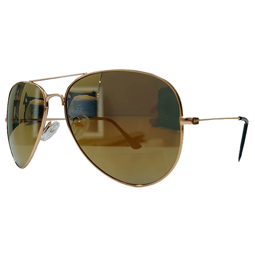 3026 - Classic Pilot Fashion Aviator Wholesale Sunglasses GOLD - Amber