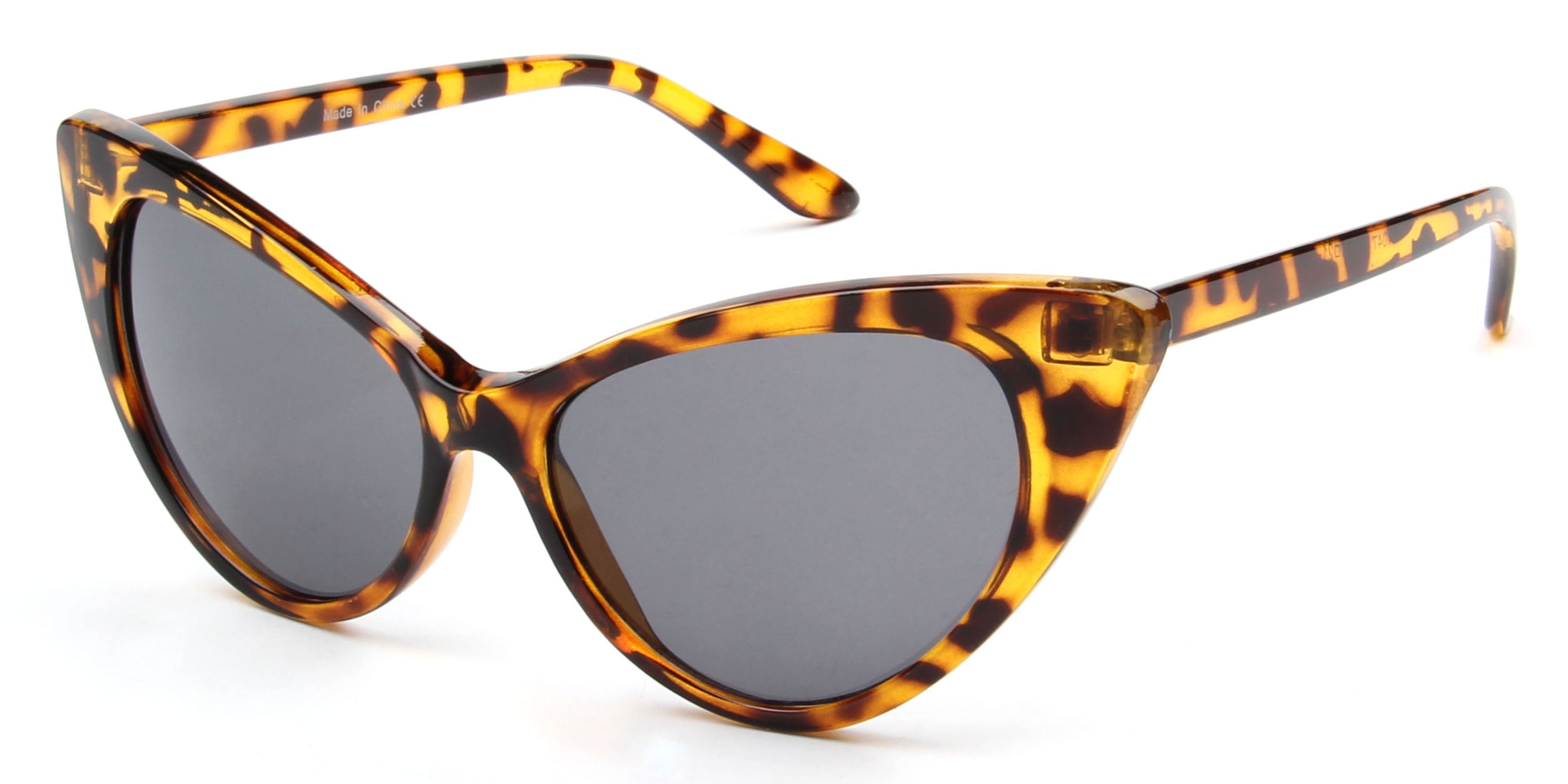 S1047 - Women Retro Vintage High Pointed Cat Eye SUNGLASSES Tortoise / Smoke