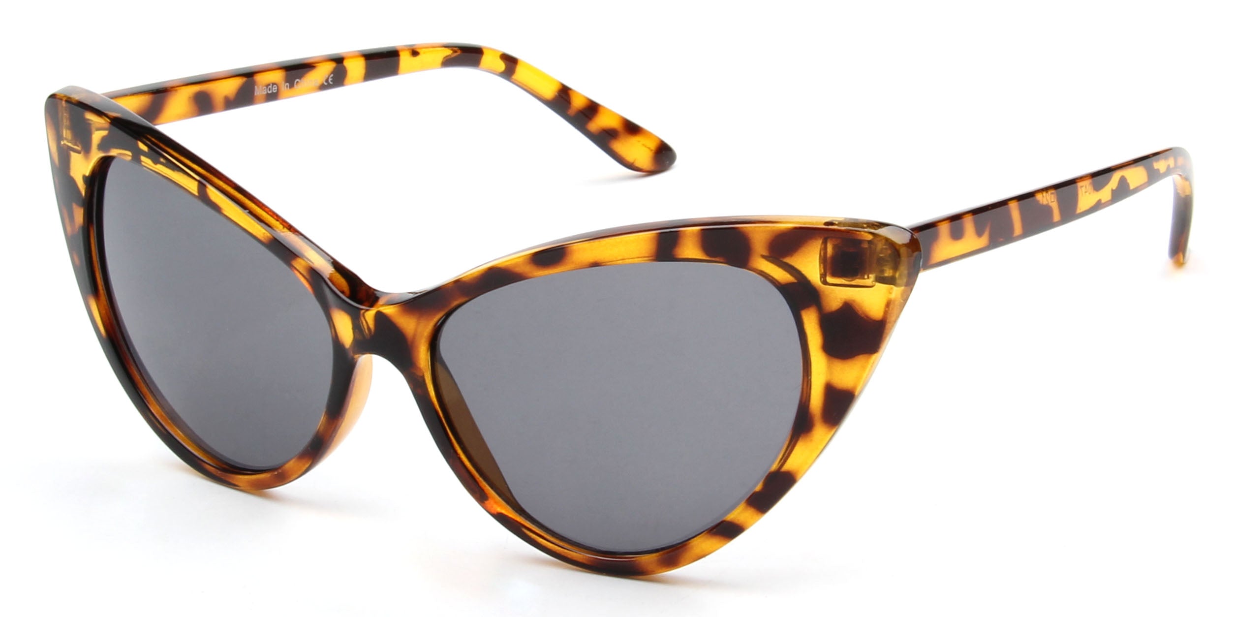 S1047 - Women Retro VINTAGE High Pointed Cat Eye Sunglasses Tortoise / Smoke
