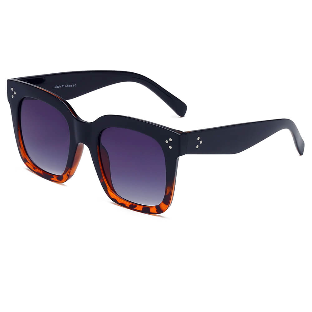 S1057 - Retro Square Fashion Flat Top Sunglasses Black/Tortoise