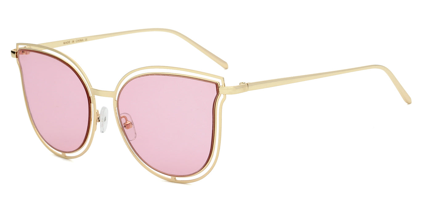 S2048 - Women Round Cat Eye Fashion Sunglasses Pink