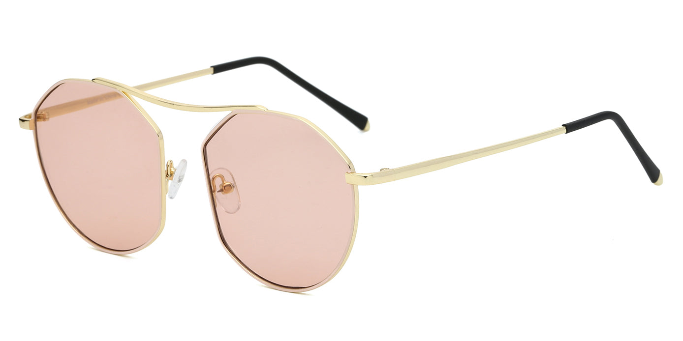 S2035 - Women Round Tinted Lens Sunglasses Dust Rose