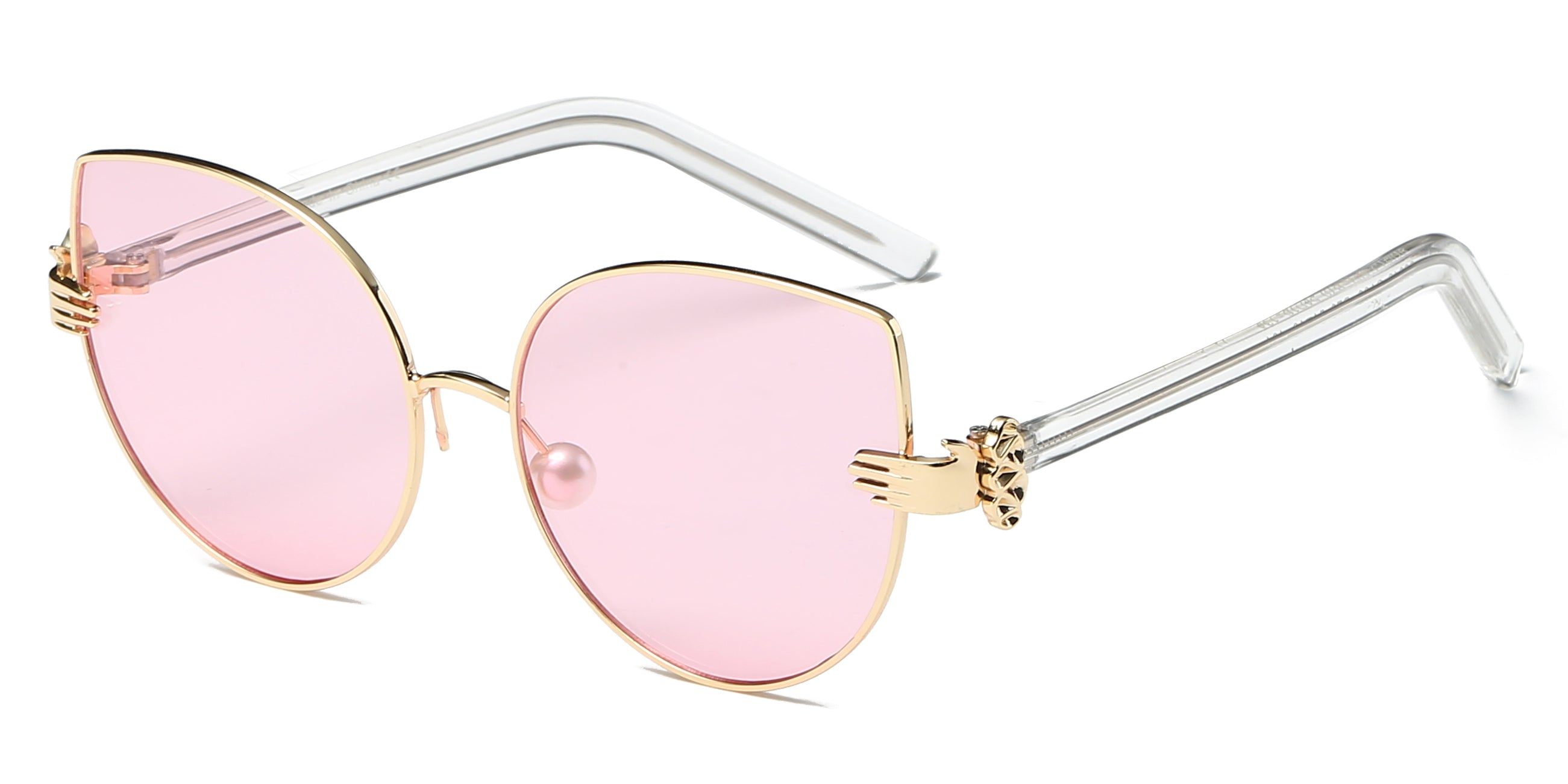 S2042 - Women Metal Frame Cat Eye SUNGLASSES Light Pink
