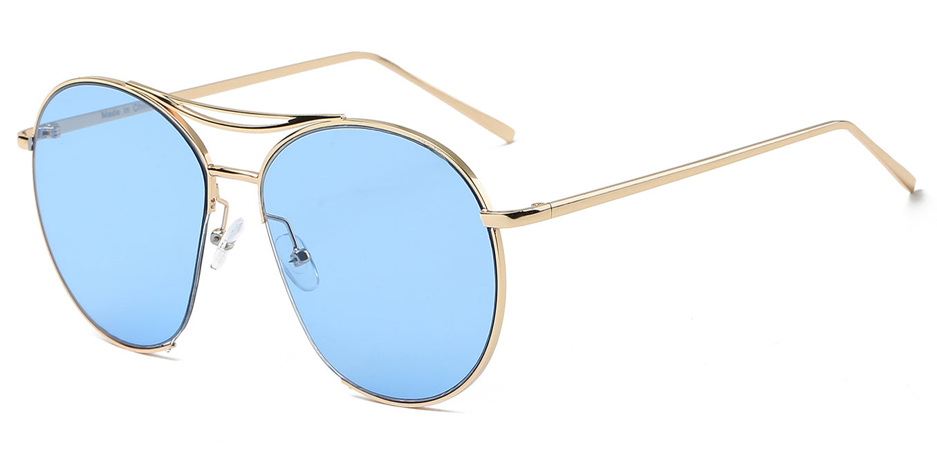 S2036 - Circle Oversize Tinted Lens Round Fashion SUNGLASSES Blue