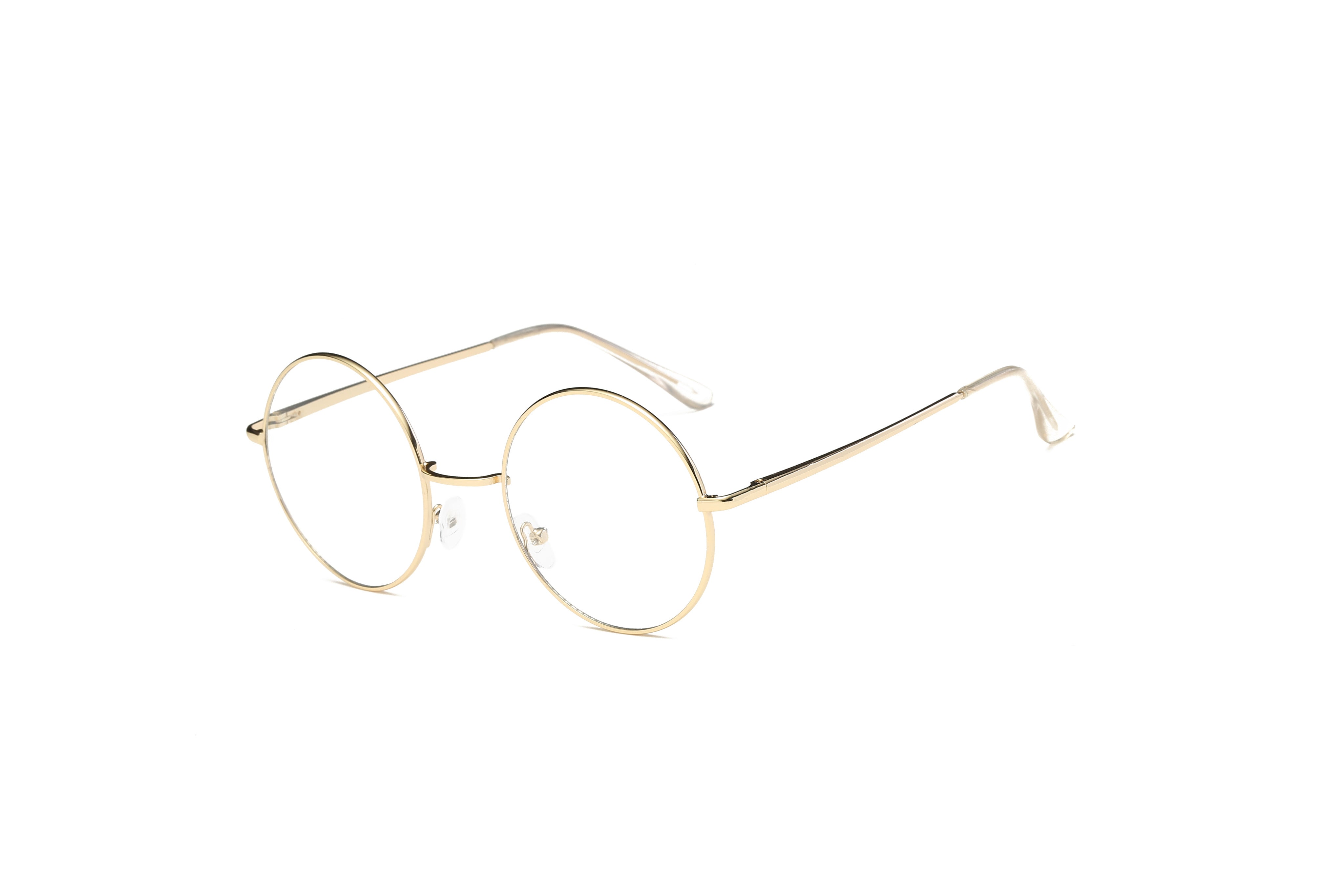 F1003 - Round Circle Clear Lens Fashion Glasses Shiny GOLD