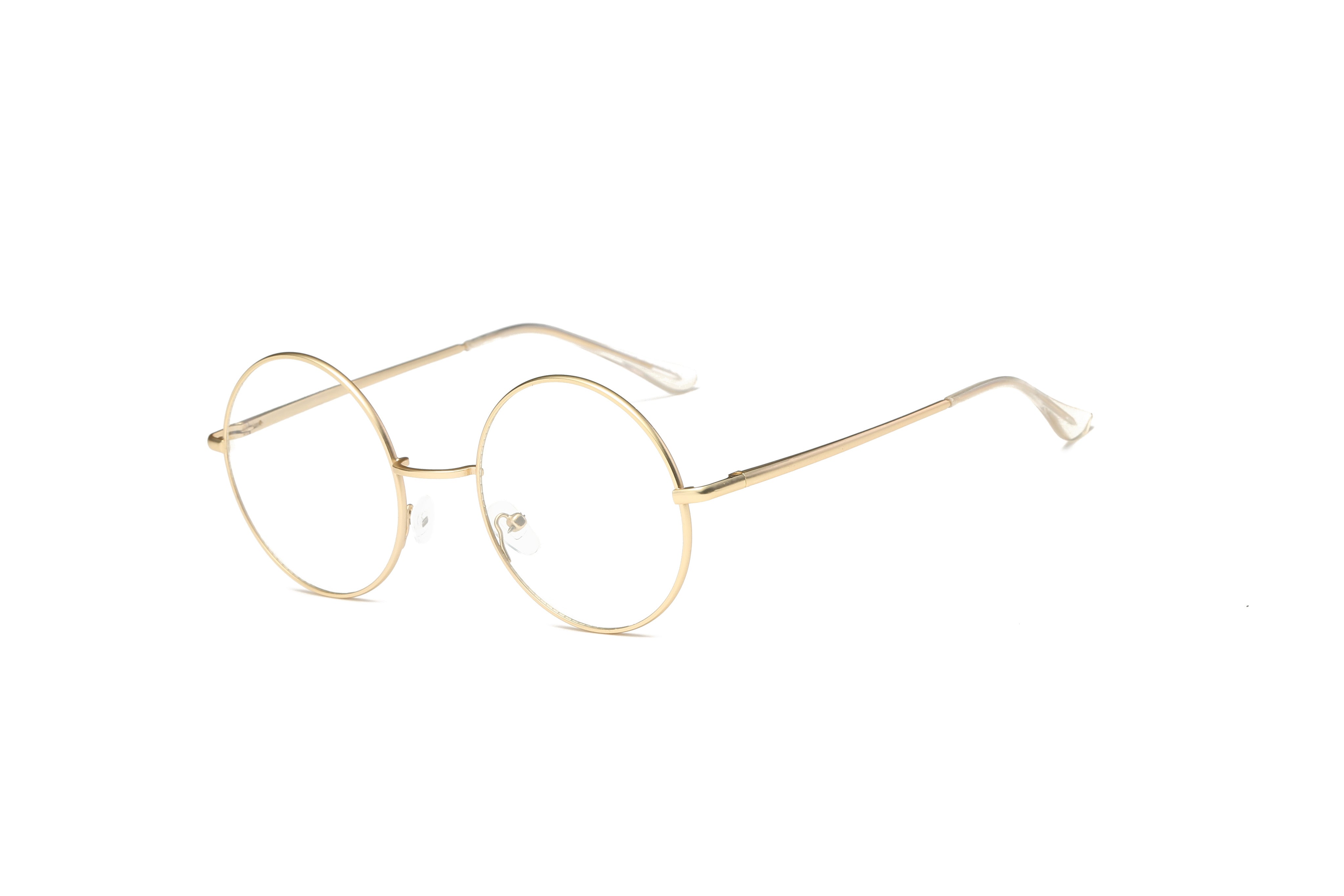 F1003 - Round Circle Clear Lens Fashion Glasses Matte Gold