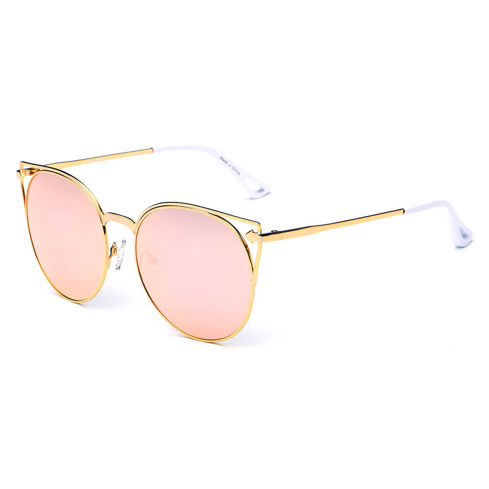 CA04 - Women Round Cat Eye Sunglasses Gold - BARBIE Pink