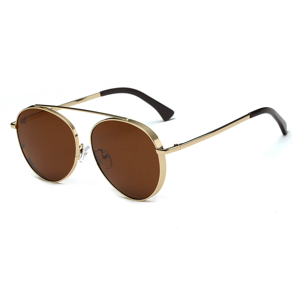 CA08 - Retro Mirrored Lens Teardrop Aviator SUNGLASSES Brown