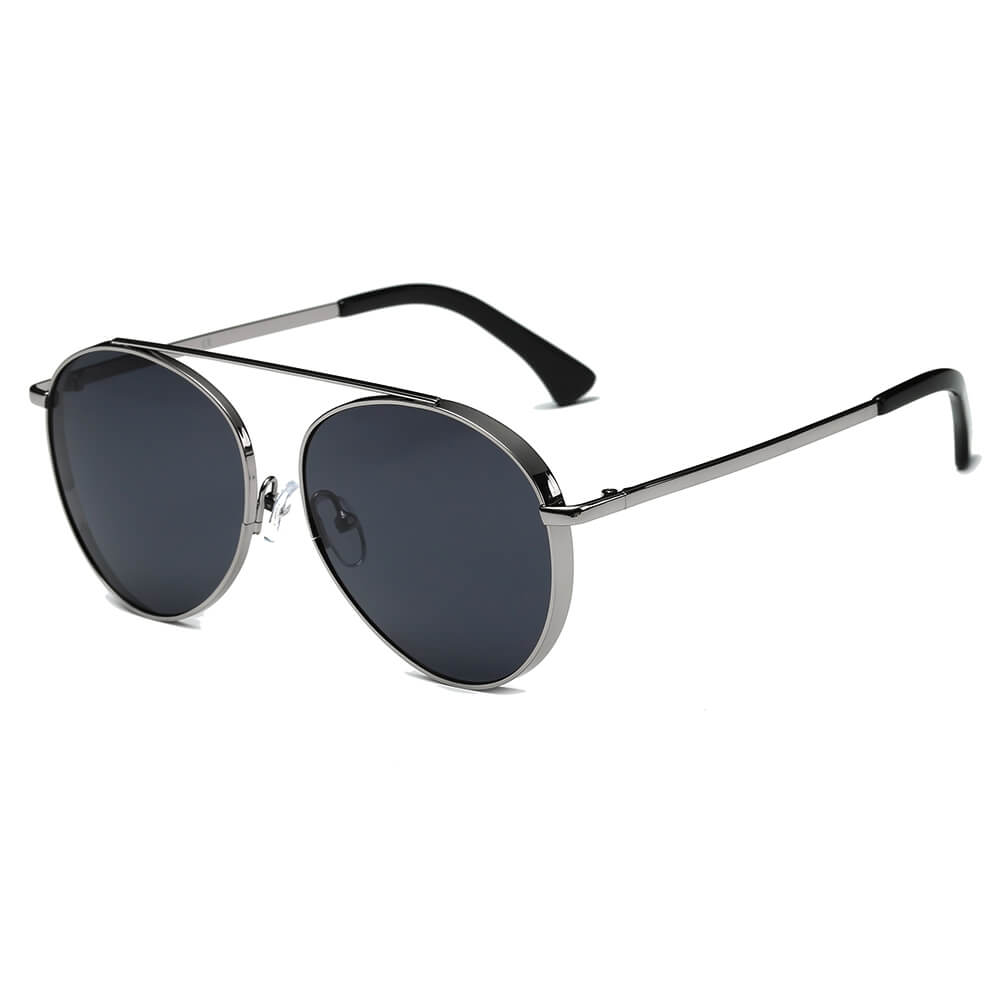 CA08 - Retro Mirrored Lens Teardrop Aviator SUNGLASSES Gray