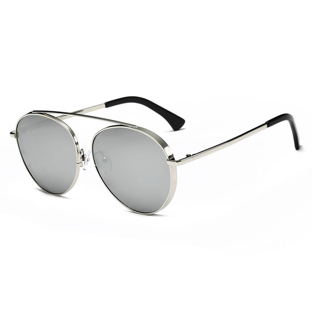 CA08 - Retro Mirrored Lens Teardrop Aviator Sunglasses Mercury