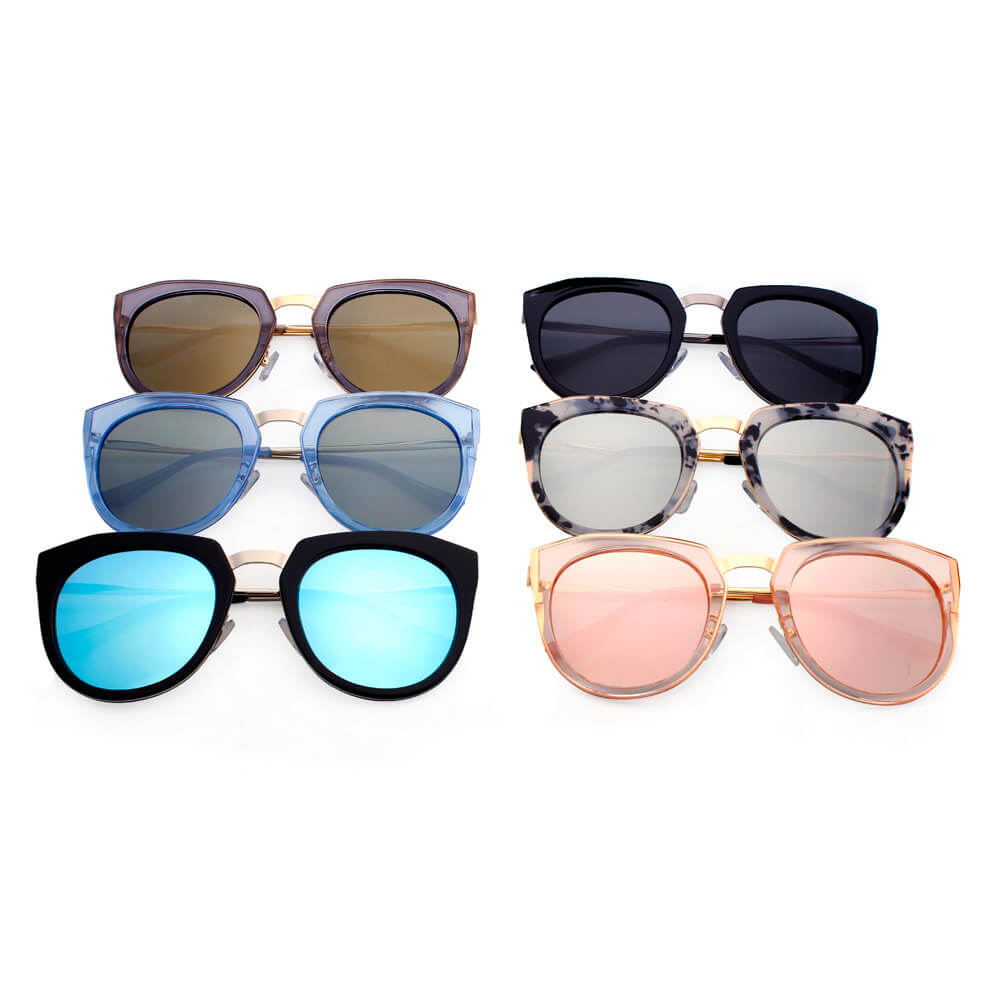 CA12 - Retro Round Oversize Women Polarized Cat Eye Fashion Wholesale Sunglasses Assorted/Mixed