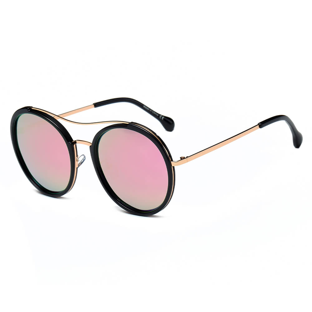 CA14 - Round Retro Polarized Brow-Bar Circle Fashion SunGLASSES Barbie