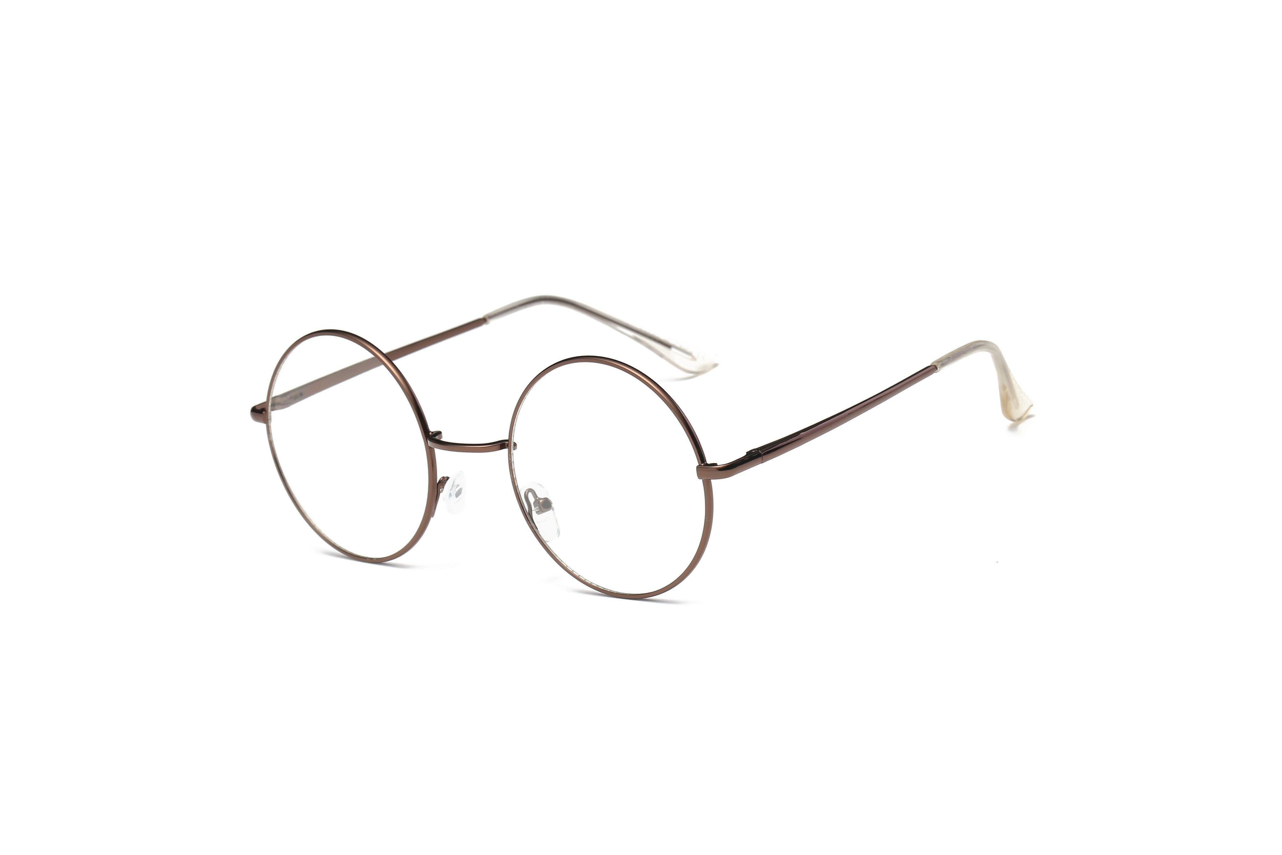 F1003 - Round Circle Clear Lens Fashion Glasses Bronze