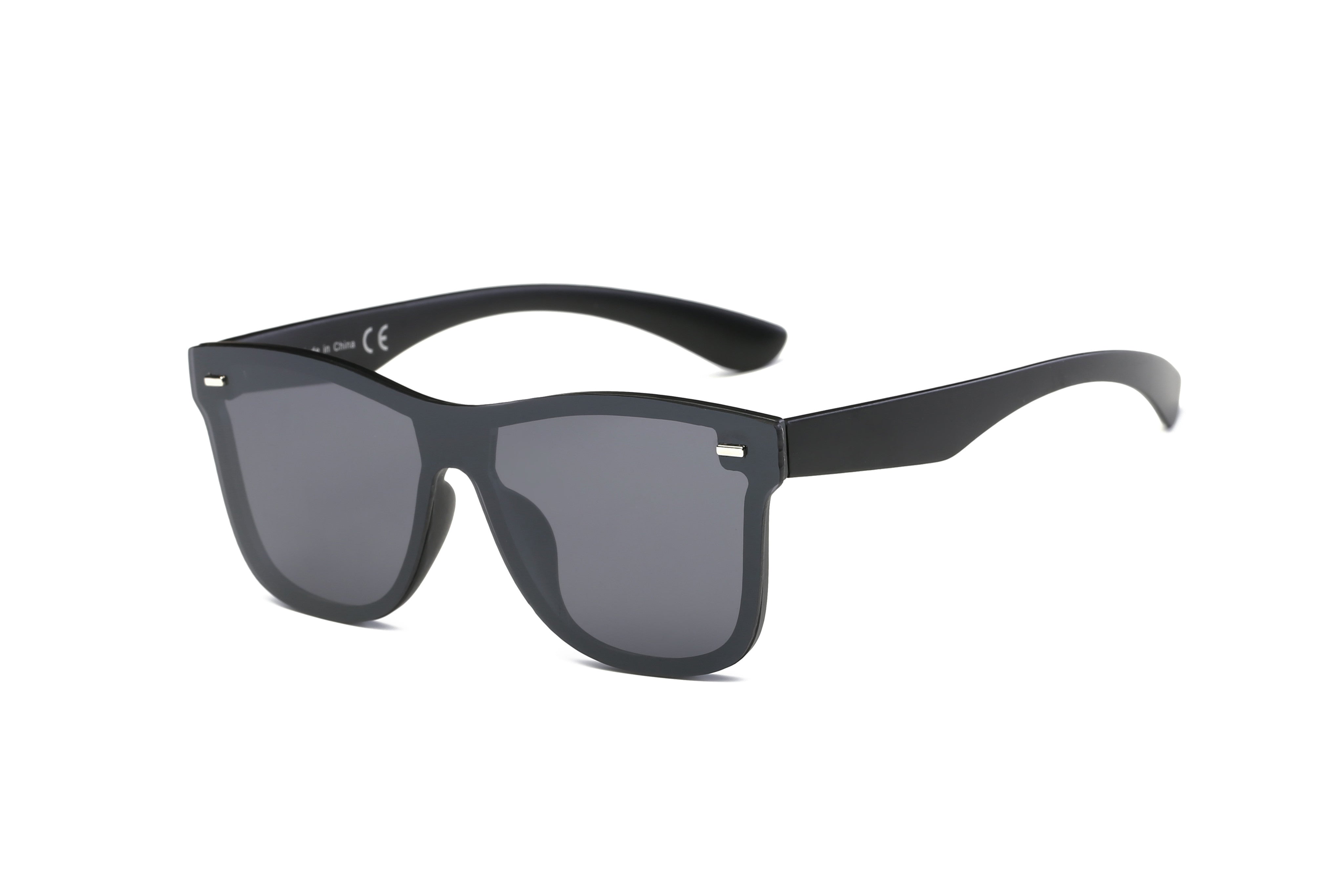 S2010 - Retro Square Flat Top Mirrored Fashion Sunglasses Black