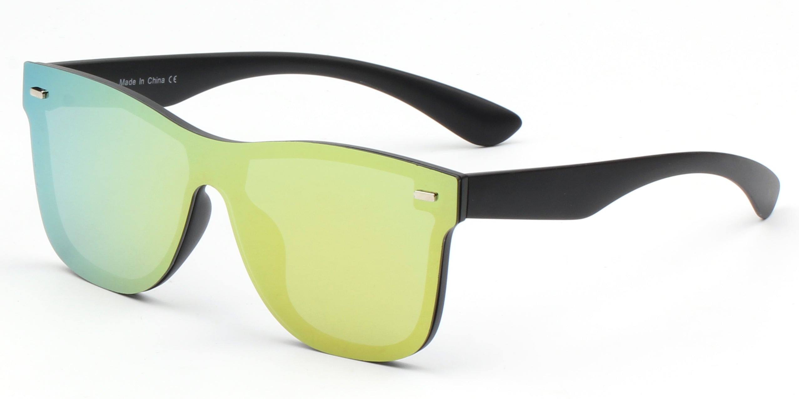 S2010 - Retro Square Flat Top Mirrored Fashion Sunglasses PeachGreen
