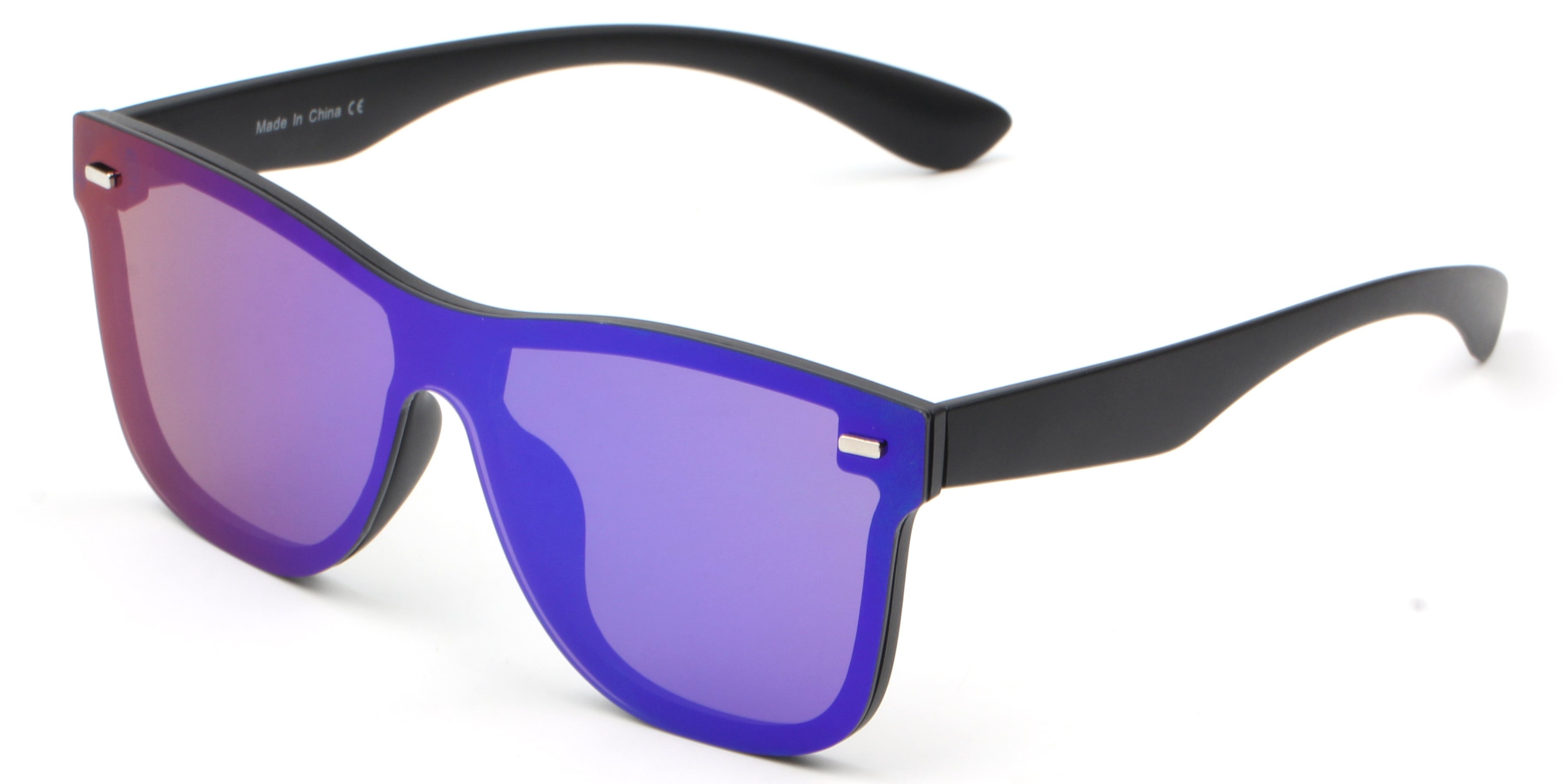 S2010 - Retro Square Flat Top Mirrored Fashion Sunglasses PurpleBlue