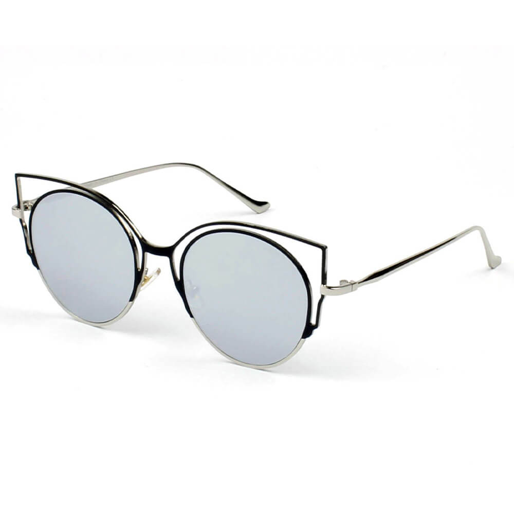 A20 Women's Cut-Out Round Cat Eye Fashion Sunglasses Gold - Gray