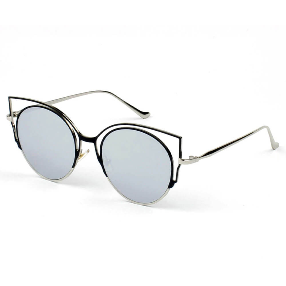 A20 Women's Cut-Out Round Cat Eye Fashion Sunglasses GOLD - Gray