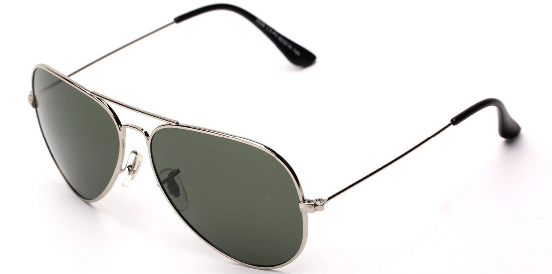 P3026 - Classic Polarized Aviator Fashion SUNGLASSES Silver/Olive