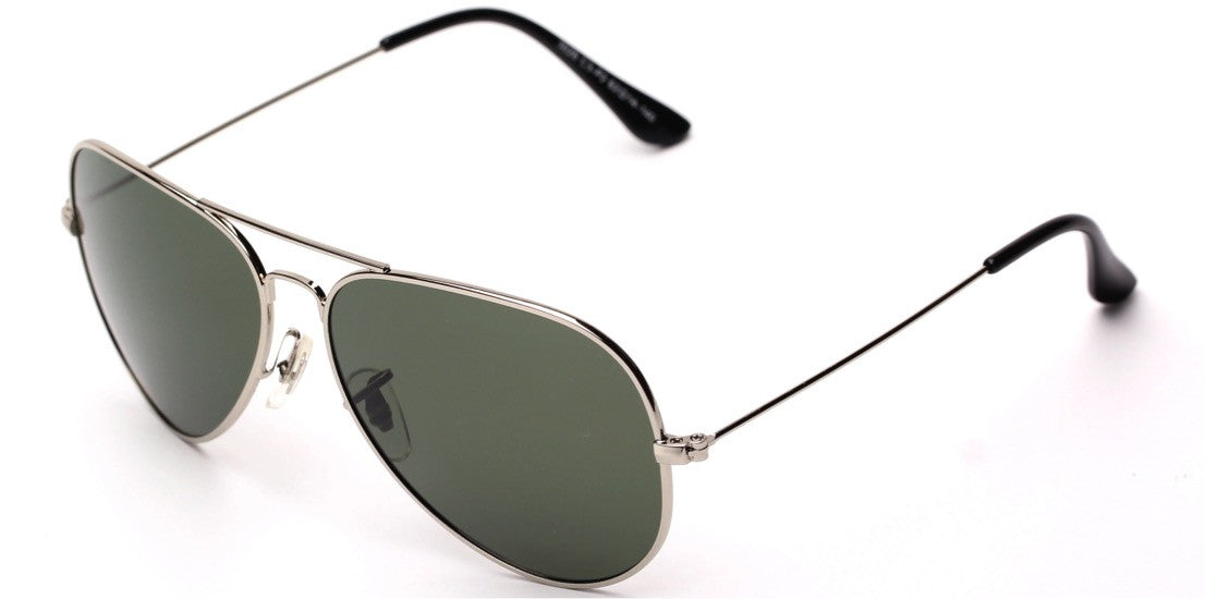 P3026 - Classic Polarized Aviator Fashion Sunglasses Silver/Olive