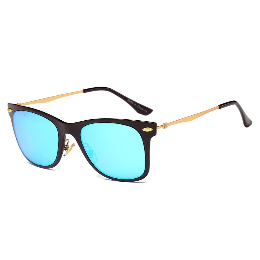 D31 - Classic Horn Rimmed Rectangle Fashion SUNGLASSES Icy Blue