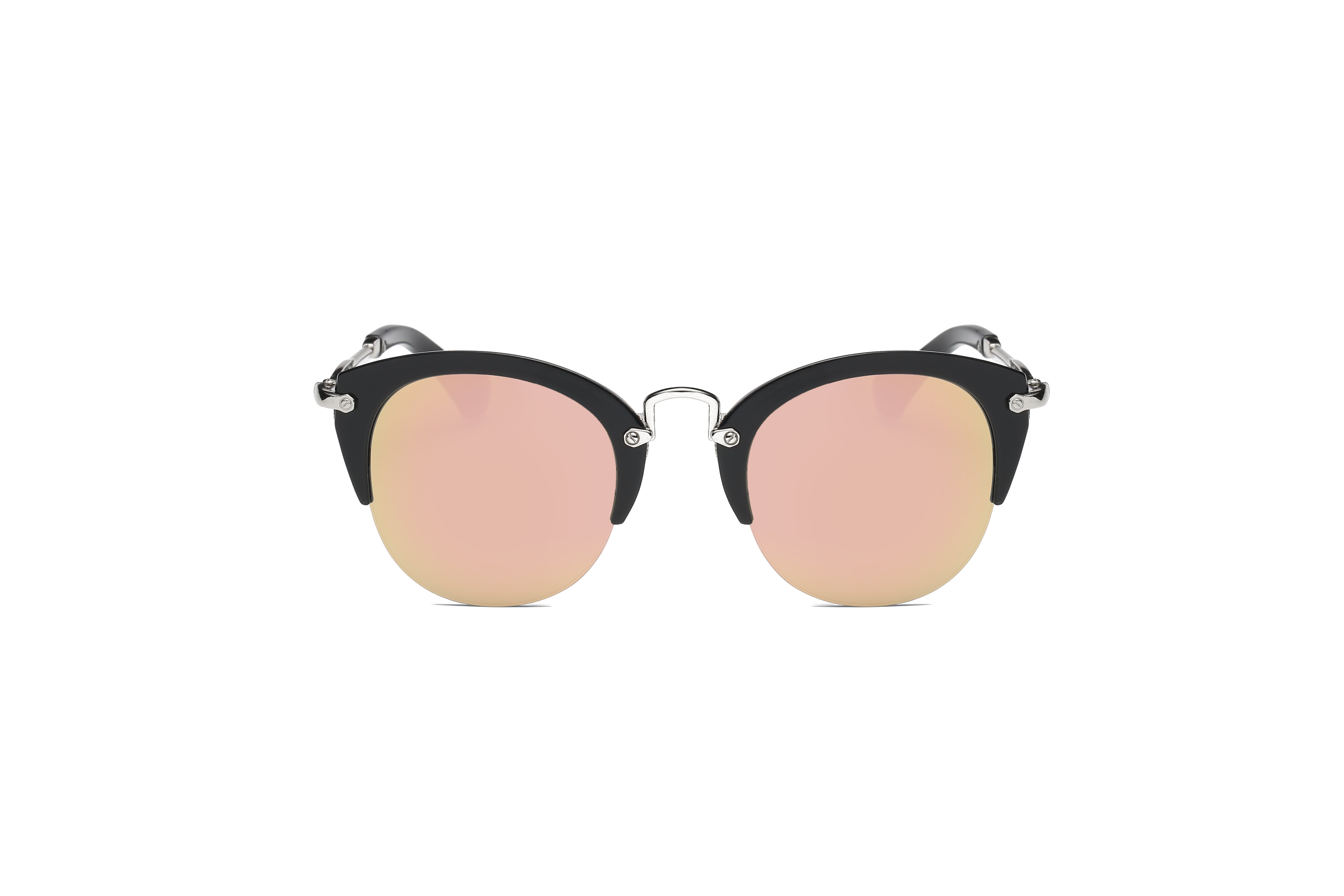 D41 - Women's Retro Classic Half Frame Horn Rimmed SUNGLASSES Pink