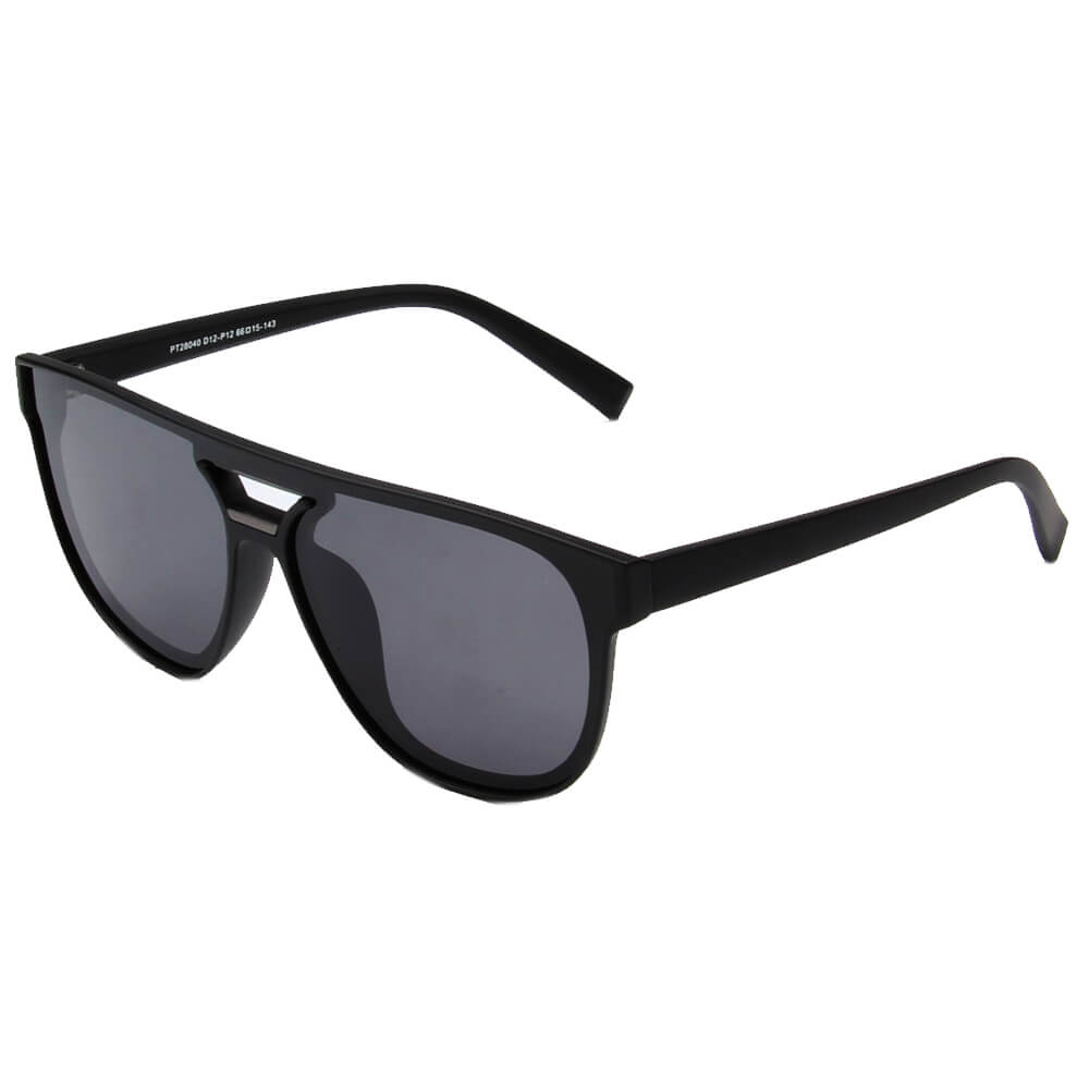 SHIVEDA-PT28040 - Classic Round Polarized FASHION SUNGLASSES Shiny Black