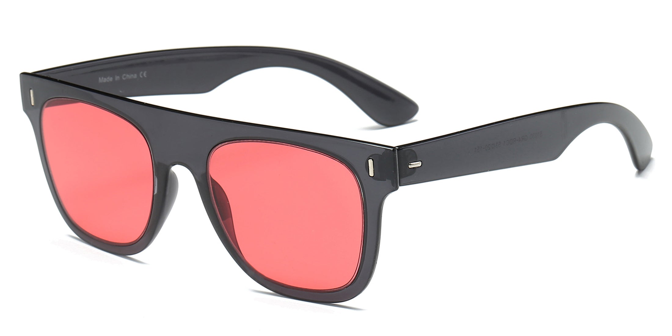 S1030 - Classic Square Mirrored Lens Sunglasses Black/Red