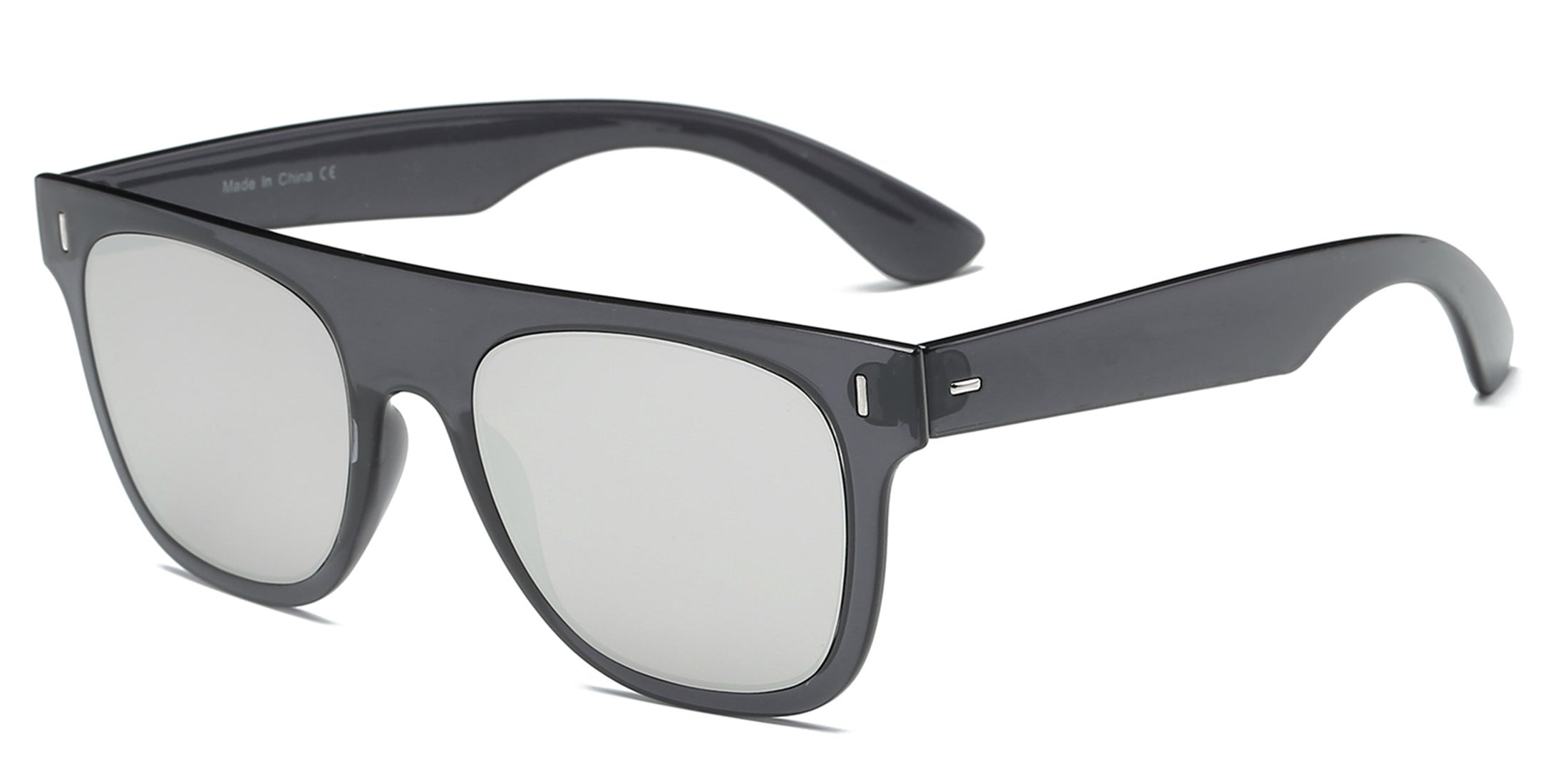 S1030 - Classic Square Mirrored Lens Sunglasses Black/Grey