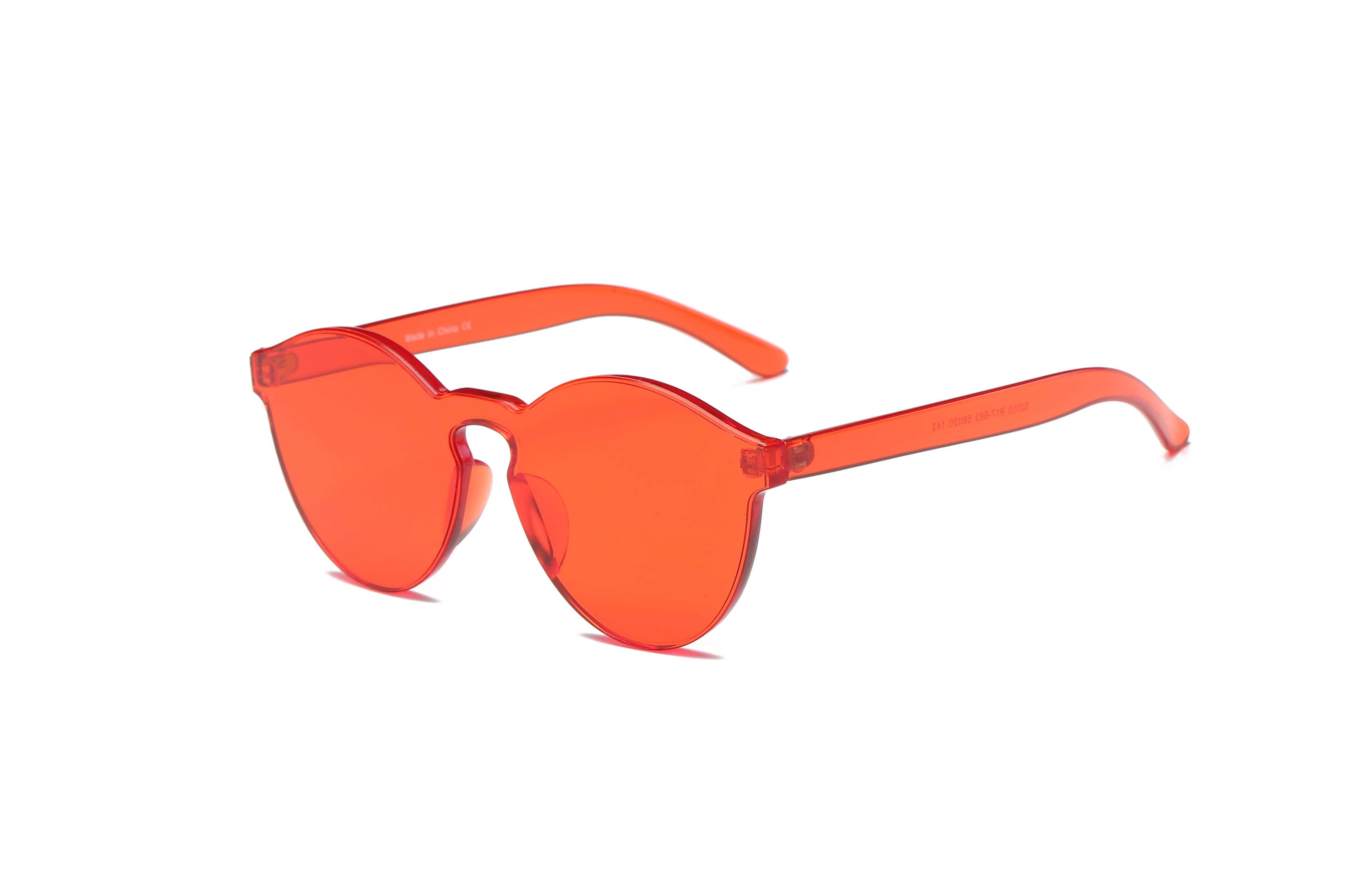 S2005 - Hipster Translucent Monochromatic SUNGLASSES Red