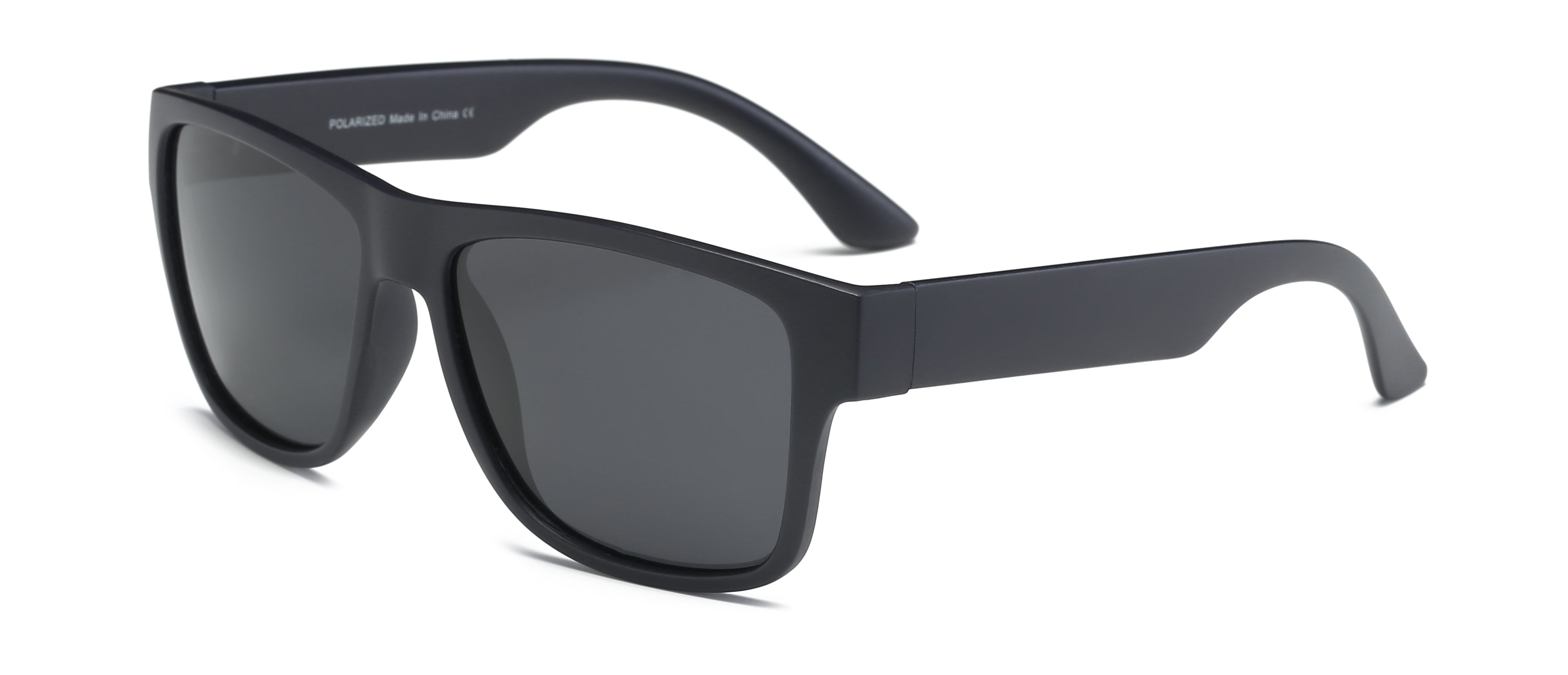 P1003 - Men Square Polarized Sunglasses Matte blue FRAME with black lens