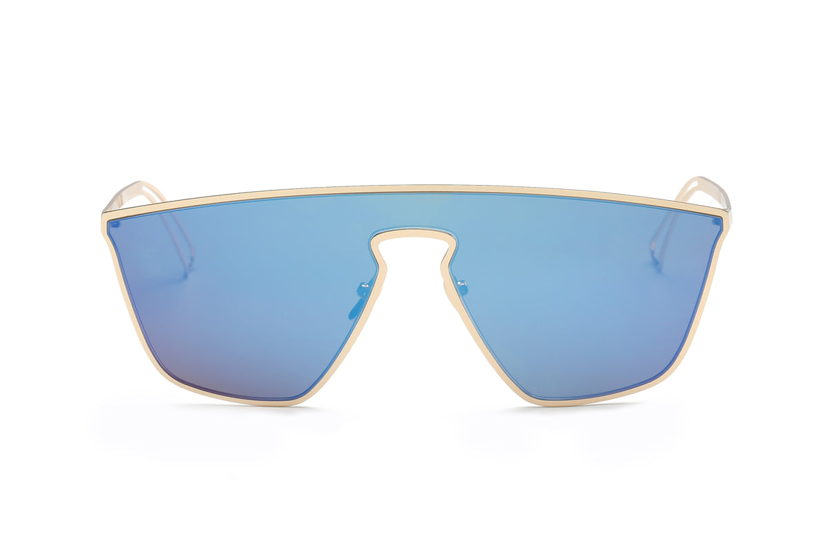 Blue Futuristic Flat Lens Sunglasses- Order Wholesale